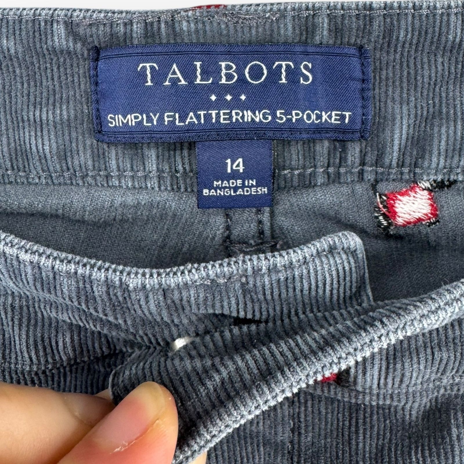 Robert Talbott Talbots Gray Corduroy Scottie Dog Embroidered Pants Women 14 Size 36" / US 14 / IT 50 - 5 Thumbnail