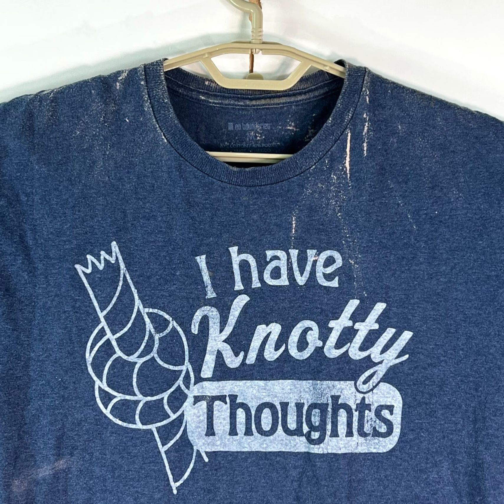 Vintage I Have Knotty Thoughts No Boundary Graphic Print Blue T-Shirt Mens M Size Blue Size US M / EU 48-50 / 2 - 2 Thumbnail
