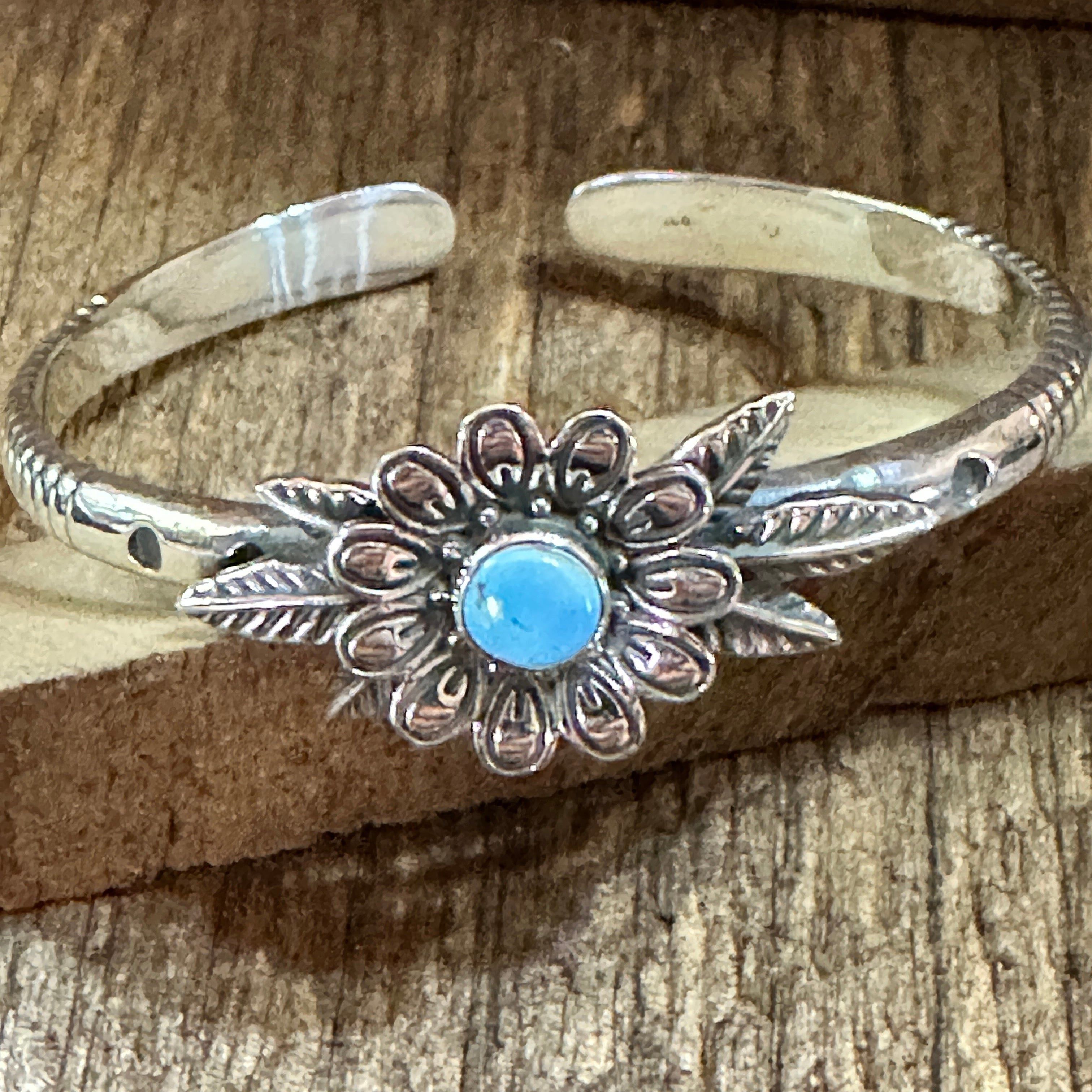 Other Handmade Flower Golden Hills Turquoise & Sterling Silver Cuf Size ONE SIZE - 4 Thumbnail