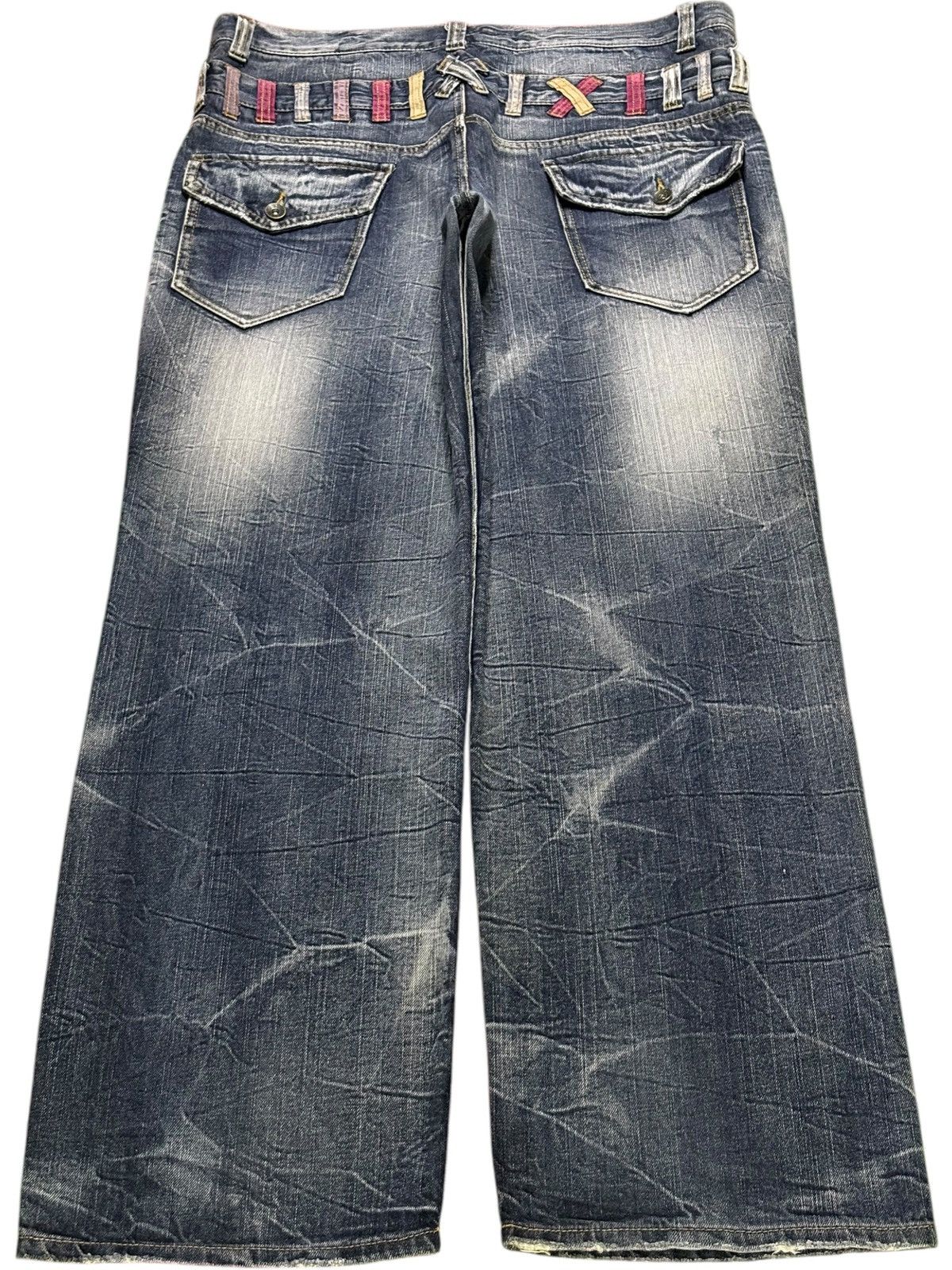 Japanese Brand Vintage Blow By Blue Rusty Wash Double Waist Baggy Jeans Size US 36 / EU 52 - 2 Thumbnail