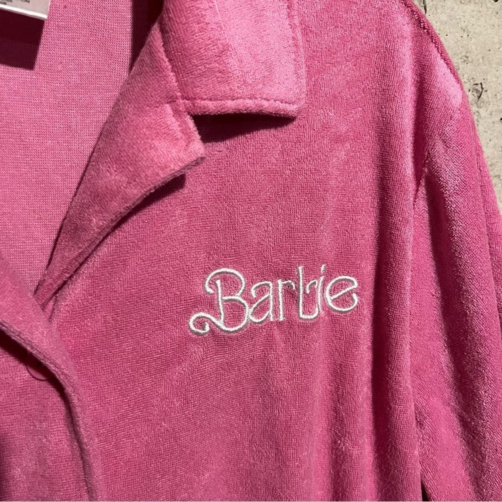 Other Barbie Terry Cloth Button Down Shirt Short Sleeve Pink Size M / US 6-8 / IT 42-44 - 2 Thumbnail
