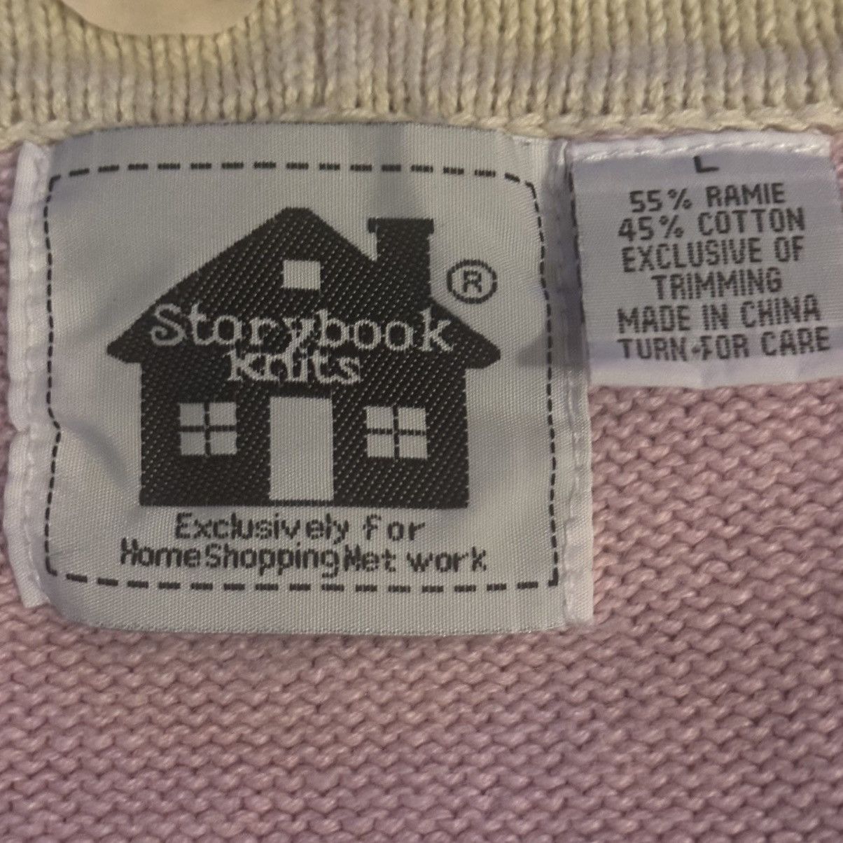 Vintage Vintage Storybook Knits pink floral cardigan sweater Size L / US 10 / IT 46 - 8 Thumbnail