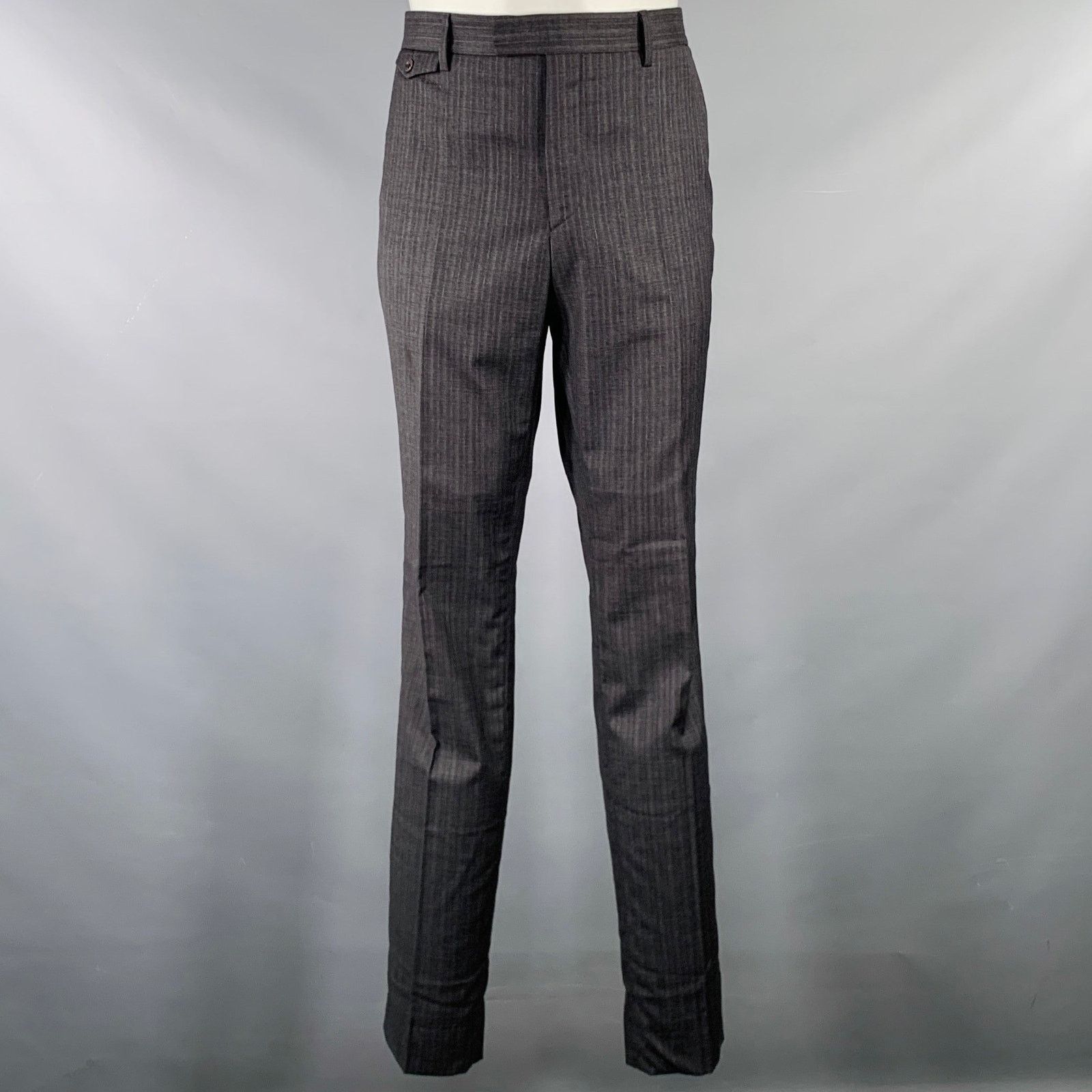 John Varvatos JOHN VARVATOS Size 40 Grey Charcoal Stripe Virgin Wool Suit Size 40R - 5 Thumbnail