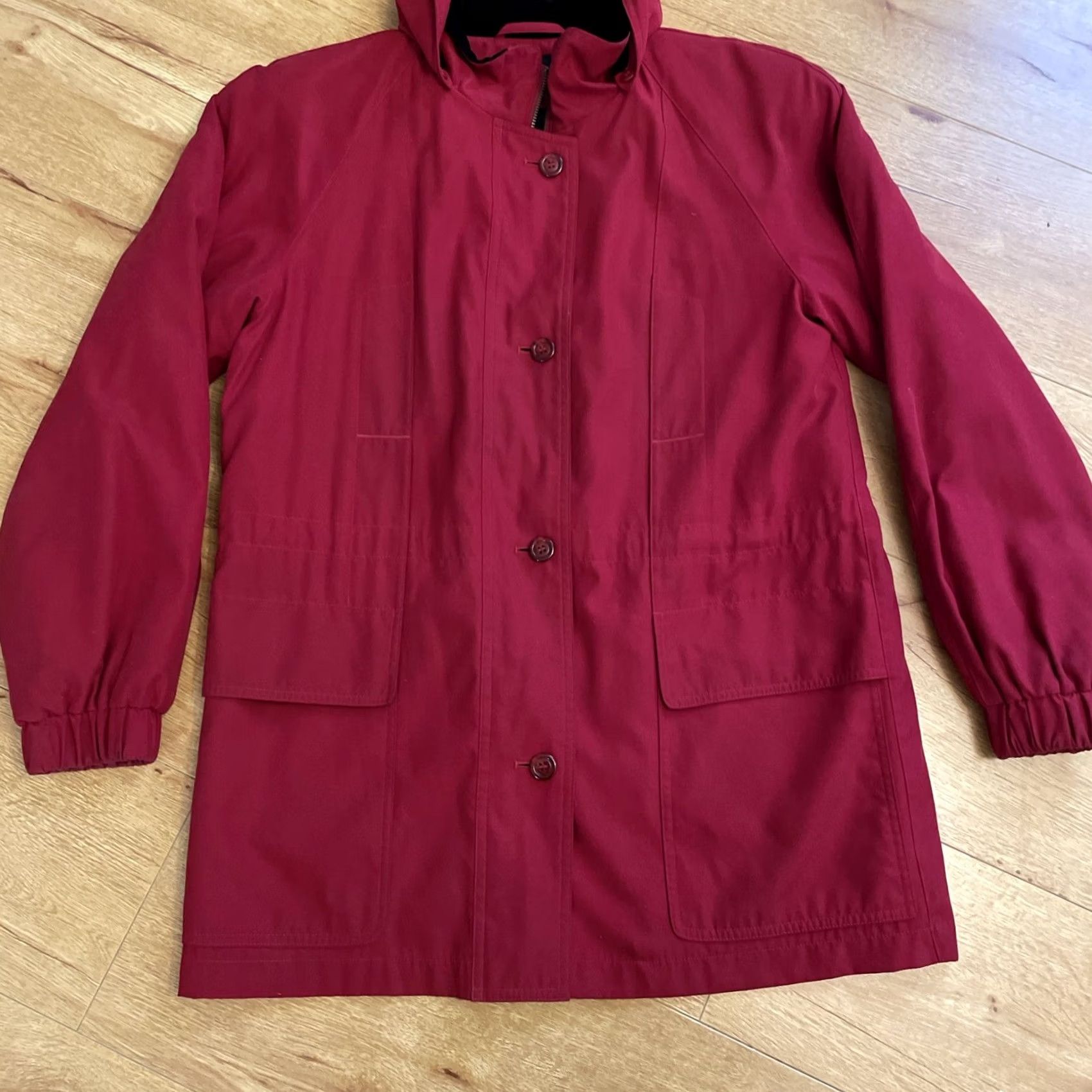 Vintage VTG Gallery Jacket Womens Small Deep Red Hooded Zip/Button up Liner Pockets Warm Jacket Size S / US 4 / IT 40 - 2 Thumbnail