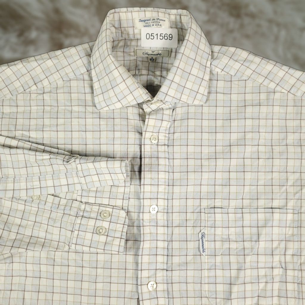 Faconnable Façonnable Shirt Mens 16.5 Blue Plaid Button-Up Long Sleeve Dress Casual Formal Workwear Size 42R - 1 Thumbnail