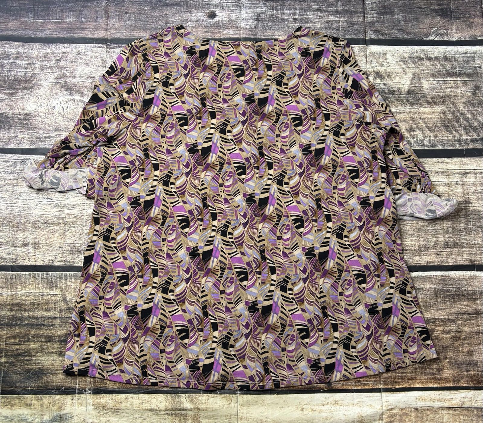 Other Susan Graver Top Womens XL Abstract Liquid Knit Button Tunic Size XL / US 12-14 / IT 48-50 - 3 Thumbnail