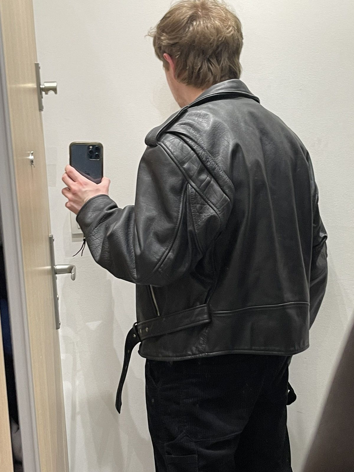 Leather Berto Lucci Biker Belted Moto Racing Black Leather Jacket Size US M / EU 48-50 / 2 - 7 Thumbnail