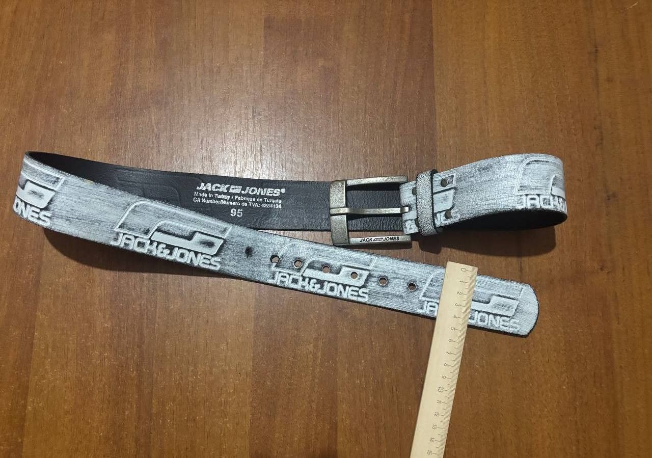 Jack & Jones Jack & Jones Logo Leather Belt – Distressed Grey – Size 95 Size 32 - 4 Thumbnail