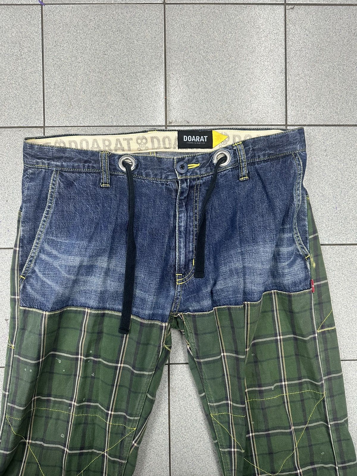 Japanese Brand 🇯🇵 DOARAT Double Knee Plaid/Denim Size US 35 - 6 Thumbnail