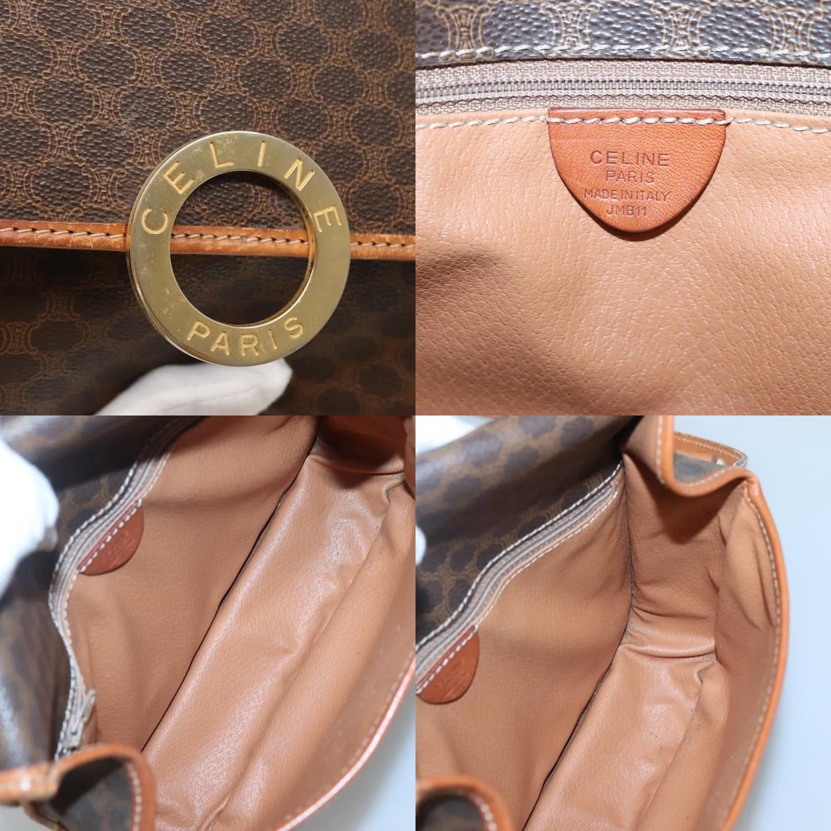 Celine CELINE Macadam Canvas Shoulder Bag Pvc Leather Brown Gold Size ONE SIZE - 11 Thumbnail