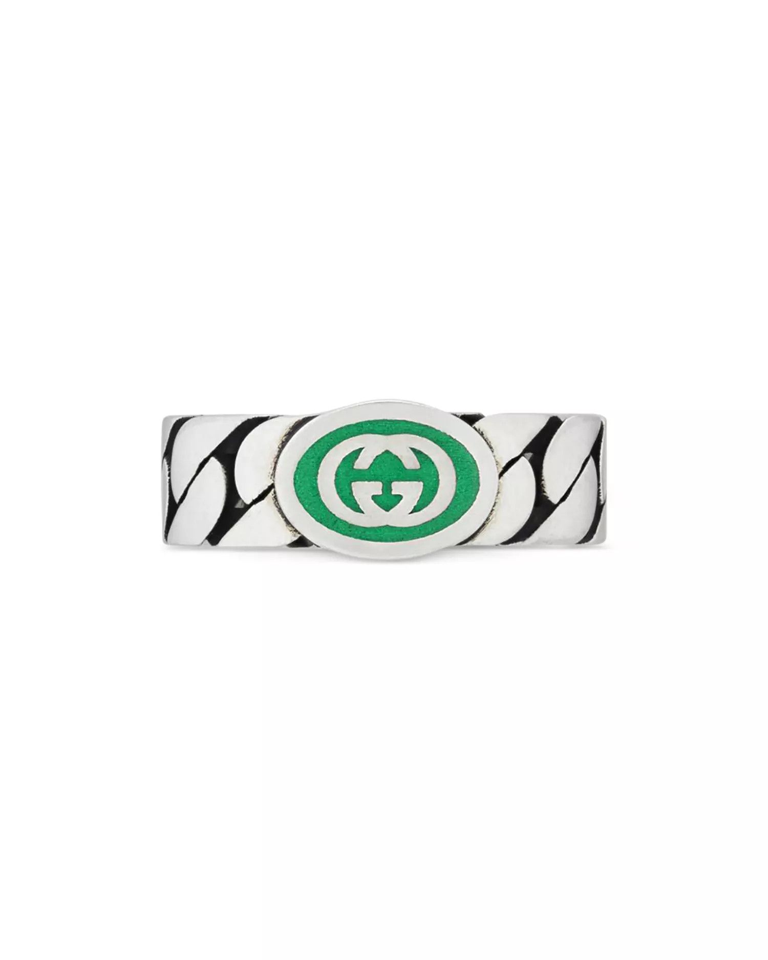 oc11z0126 Size: 20 / Interlocking G Enamel Ring In Green