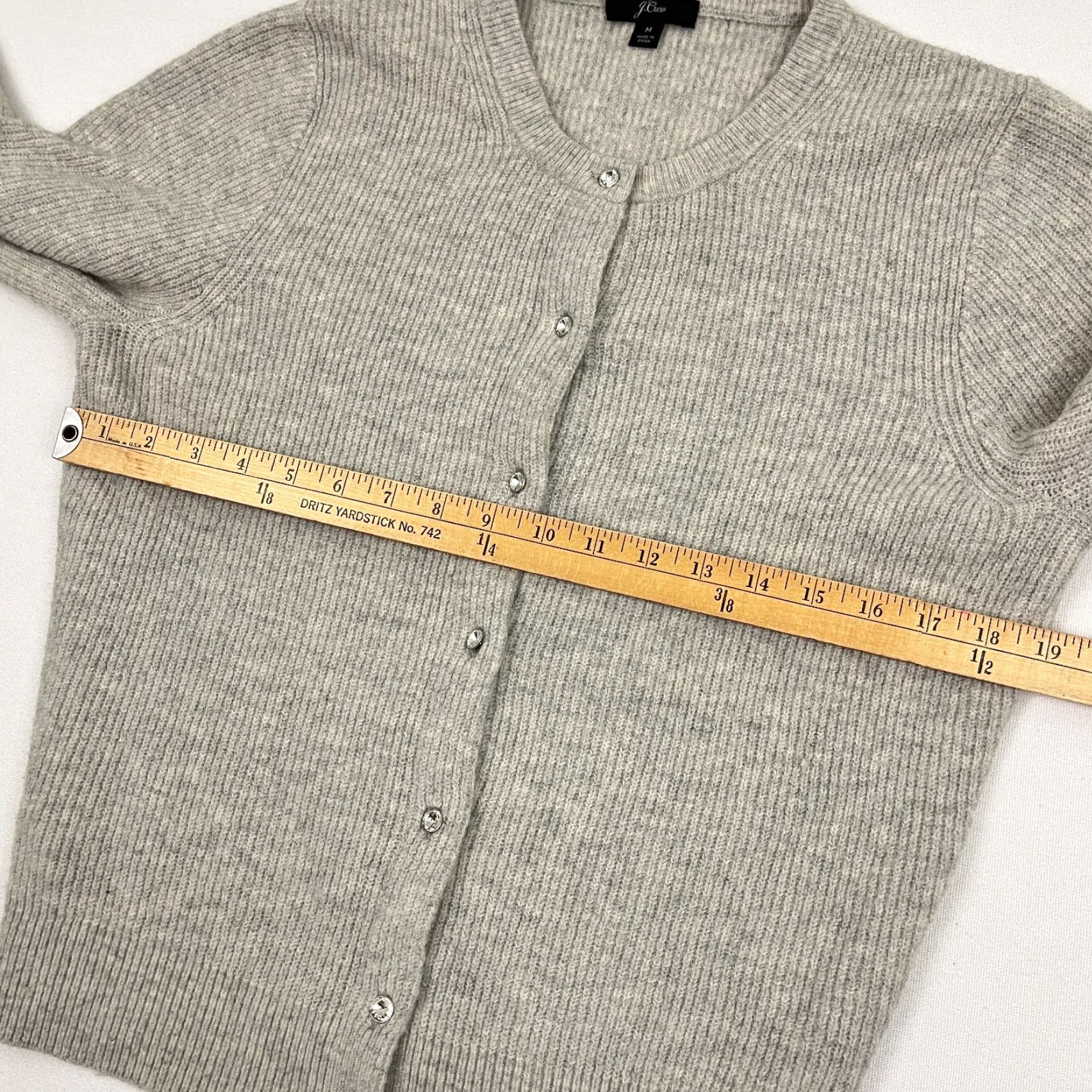 J.Crew J Crew Cardigan Womens Medium Gray Merino Wool Alpaca Ribbed Jeweled Button Prep Size M / US 6-8 / IT 42-44 - 5 Thumbnail