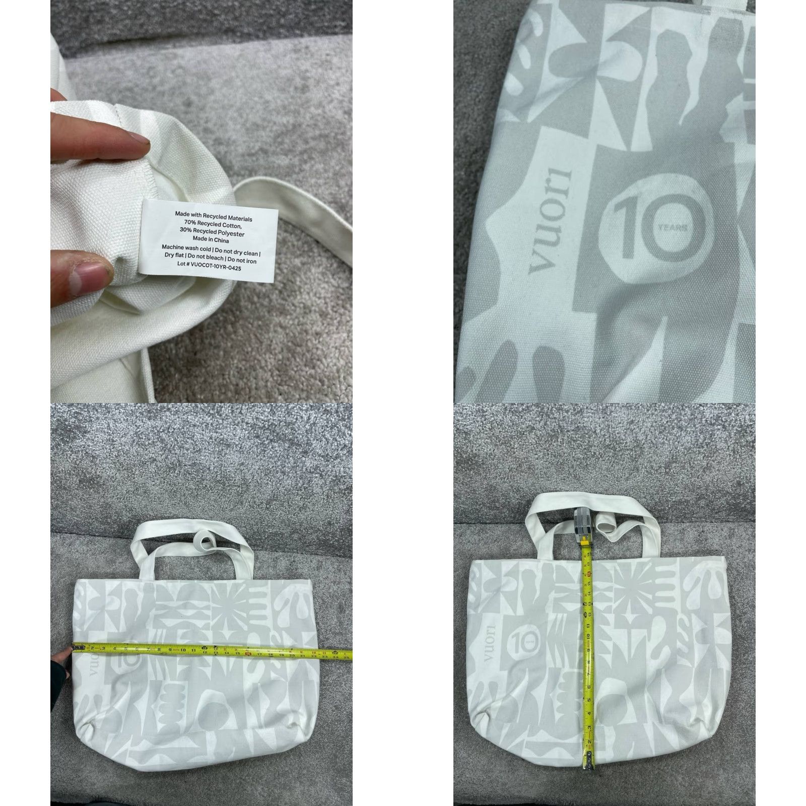 Vera Bradley Vuori Bags Womens Tote White Cotton Double Handle Strap Celebrating a Decade Size ONE SIZE - 8 Thumbnail