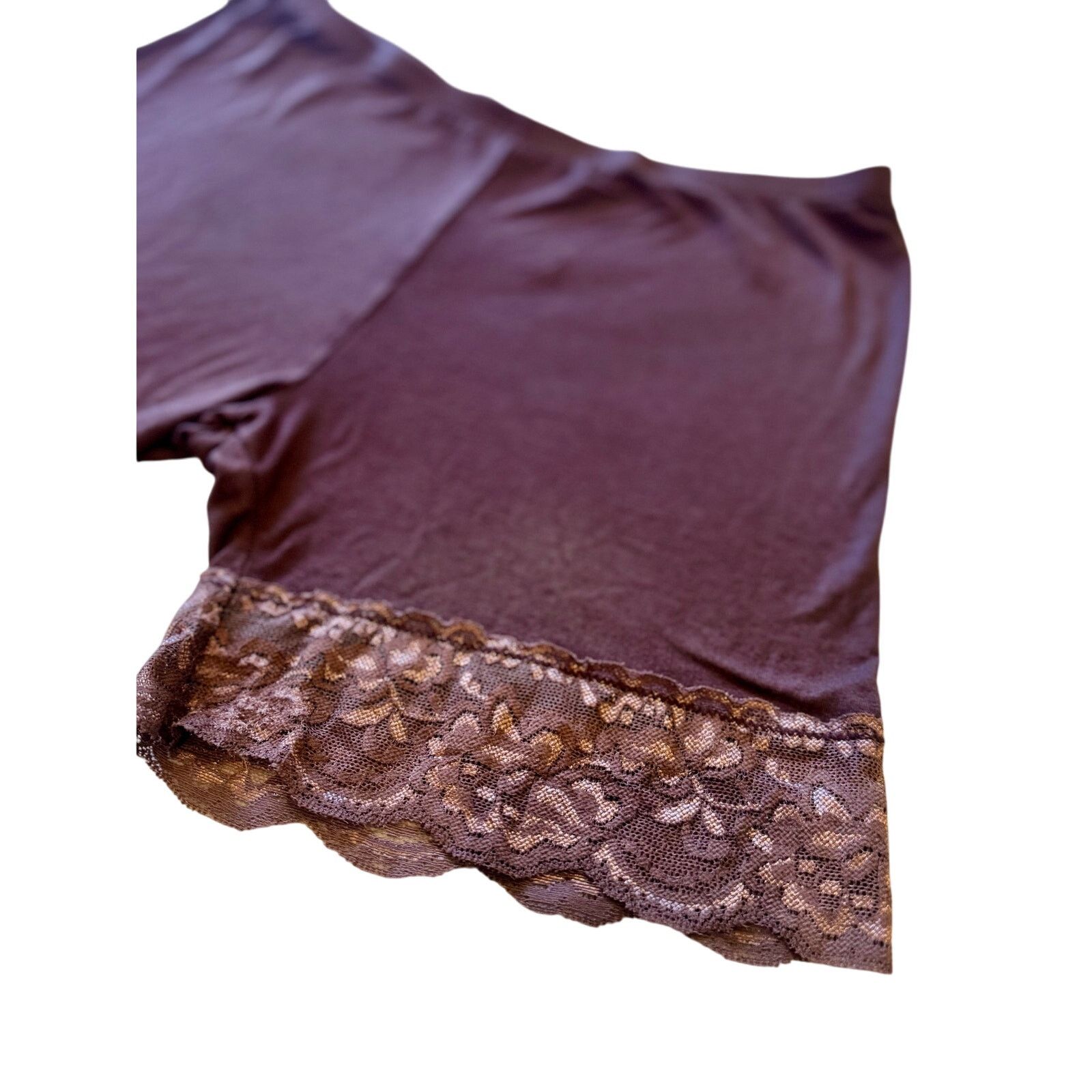 Macys Mancyfit Slip Shorts with Lace | Chocolate Brown | Large Size ONE SIZE - 2 Thumbnail