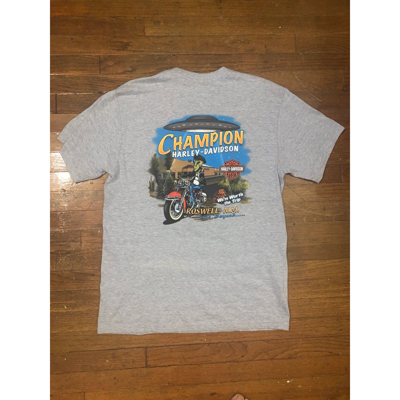 Harley Davidson Harley-Davidson Roswell Alien Motorcycle Tee Gray Men’s L Size US L / EU 52-54 / 3 - 7 Thumbnail