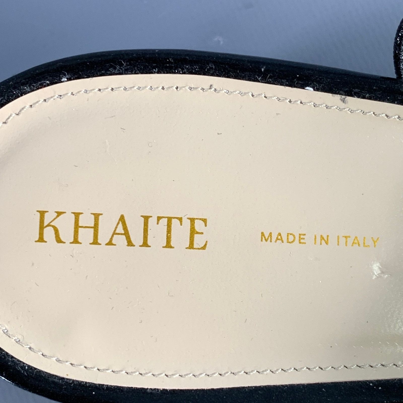 KHAITE Marfa Black Gold Leather Crinkled Chain Slingback Pumps Size US 9.5 / IT 39.5 - 7 Thumbnail