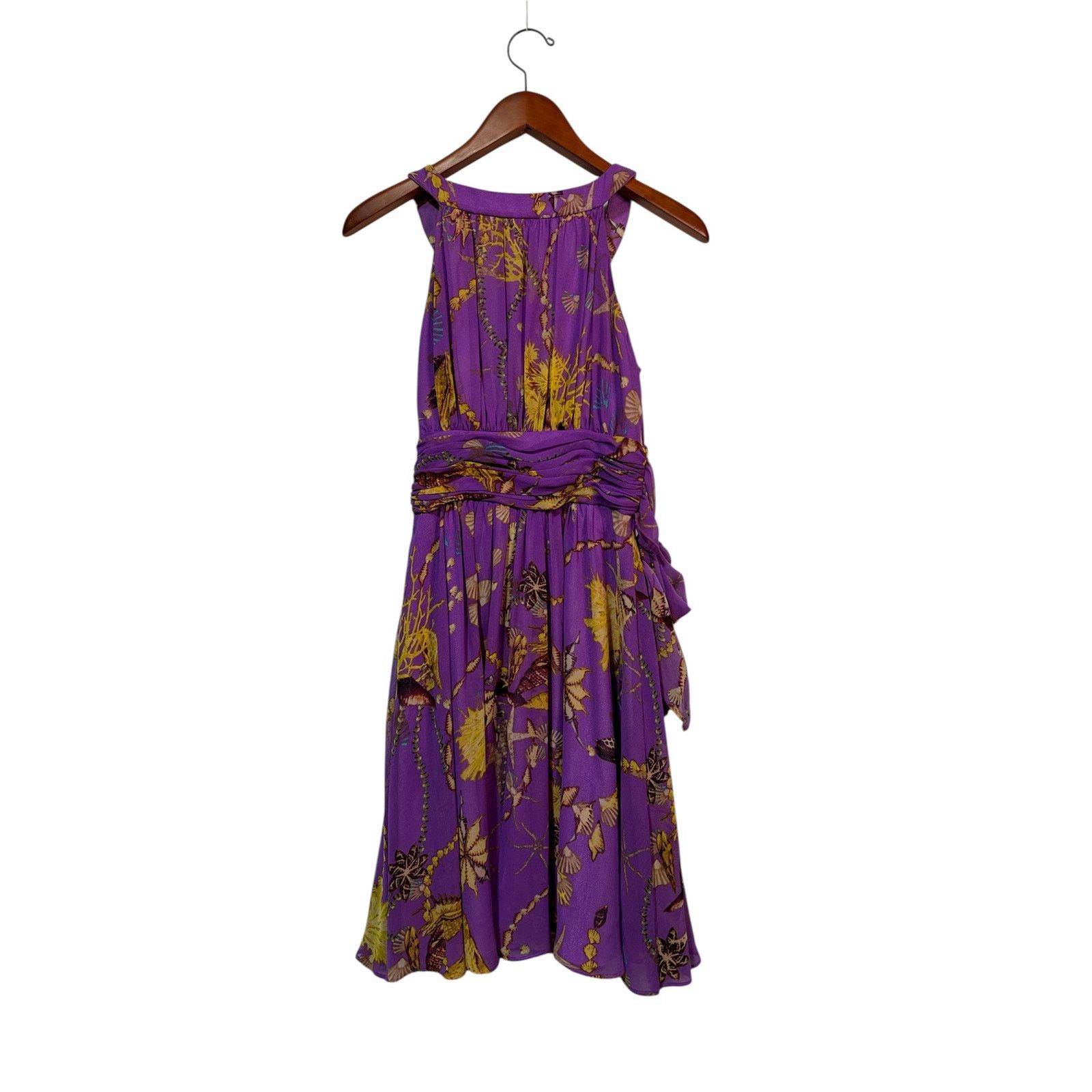 Nine West Size 2 | NINE WEST Women’s Lilac Print Chiffon Halter Dress Size XS / US 0-2 / IT 36-38 - 8 Thumbnail