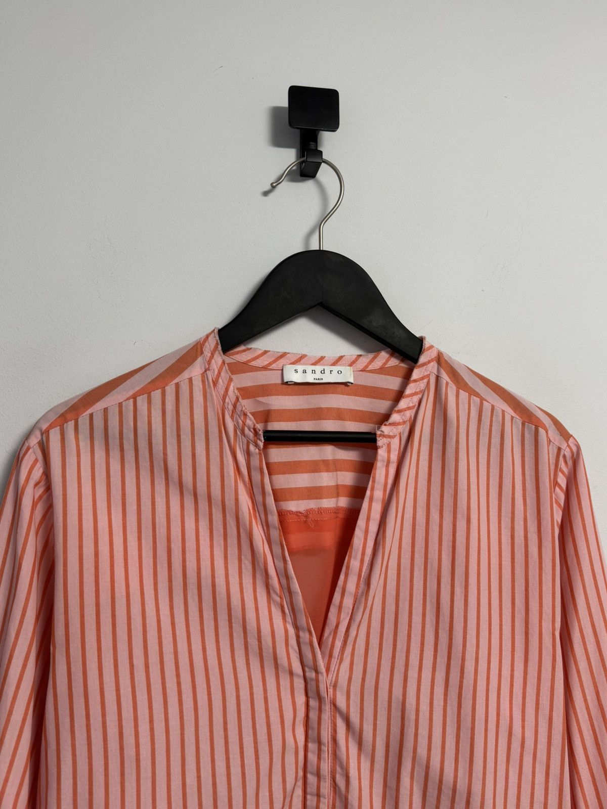 Sandro Sandro Women’s Pink Orange Striped Blouse Tunic 3/4 Sleeve Size XS / US 0-2 / IT 36-38 - 2 Thumbnail