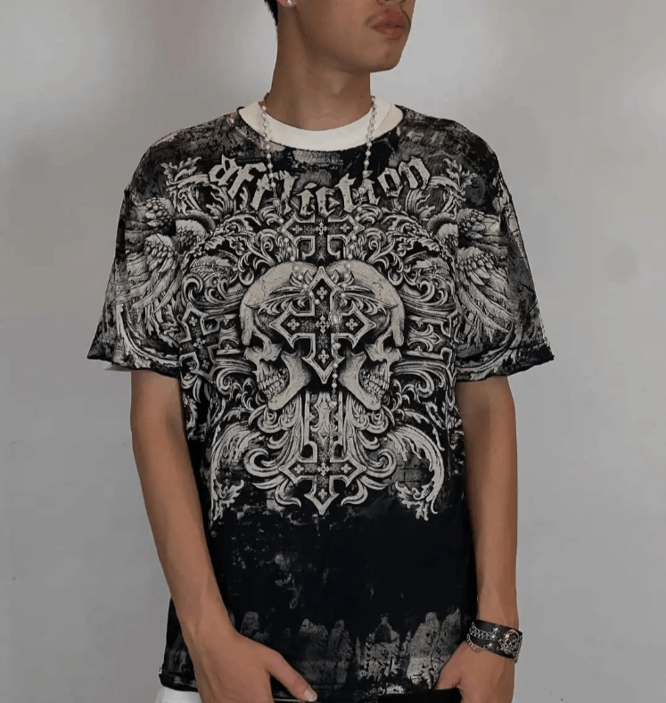 Japanese Brand 2000s Affliction Gothic Printed T-shirt Size US S / EU 44-46 / 1 - 1 Thumbnail
