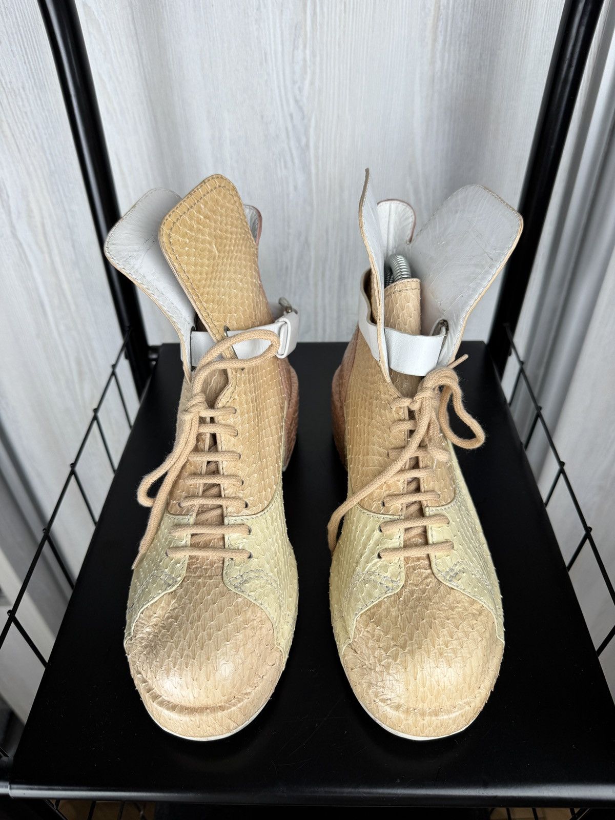 Jil Sander Jil Sander colour blocked snake python style leather boots Size US 7 / IT 37 - 7 Thumbnail