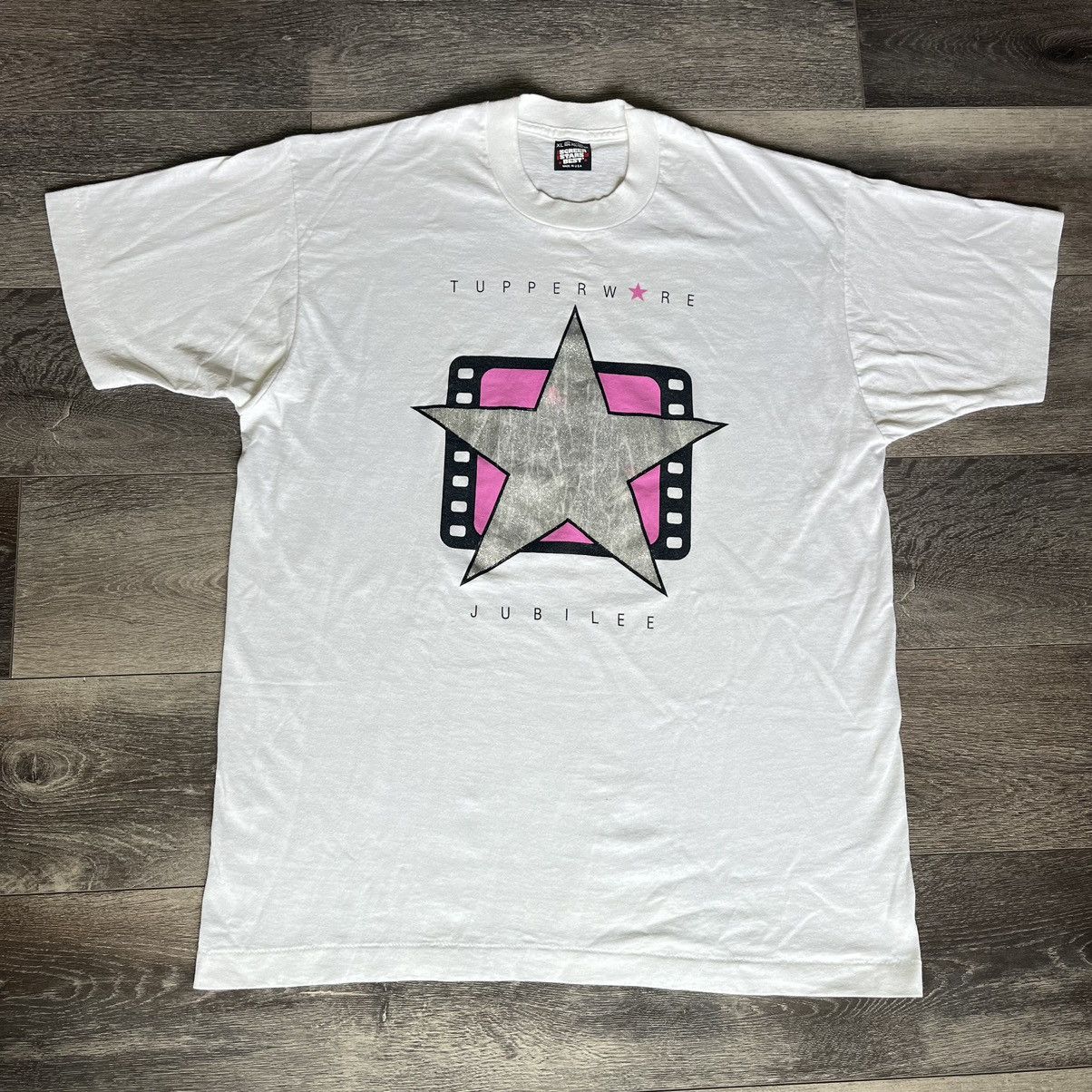 Other × Vintage Vintage 1990s Tupperware Jubilee Glitter Star Logo Tee Shirt Size US XL / EU 56 / 4 - 1 Thumbnail