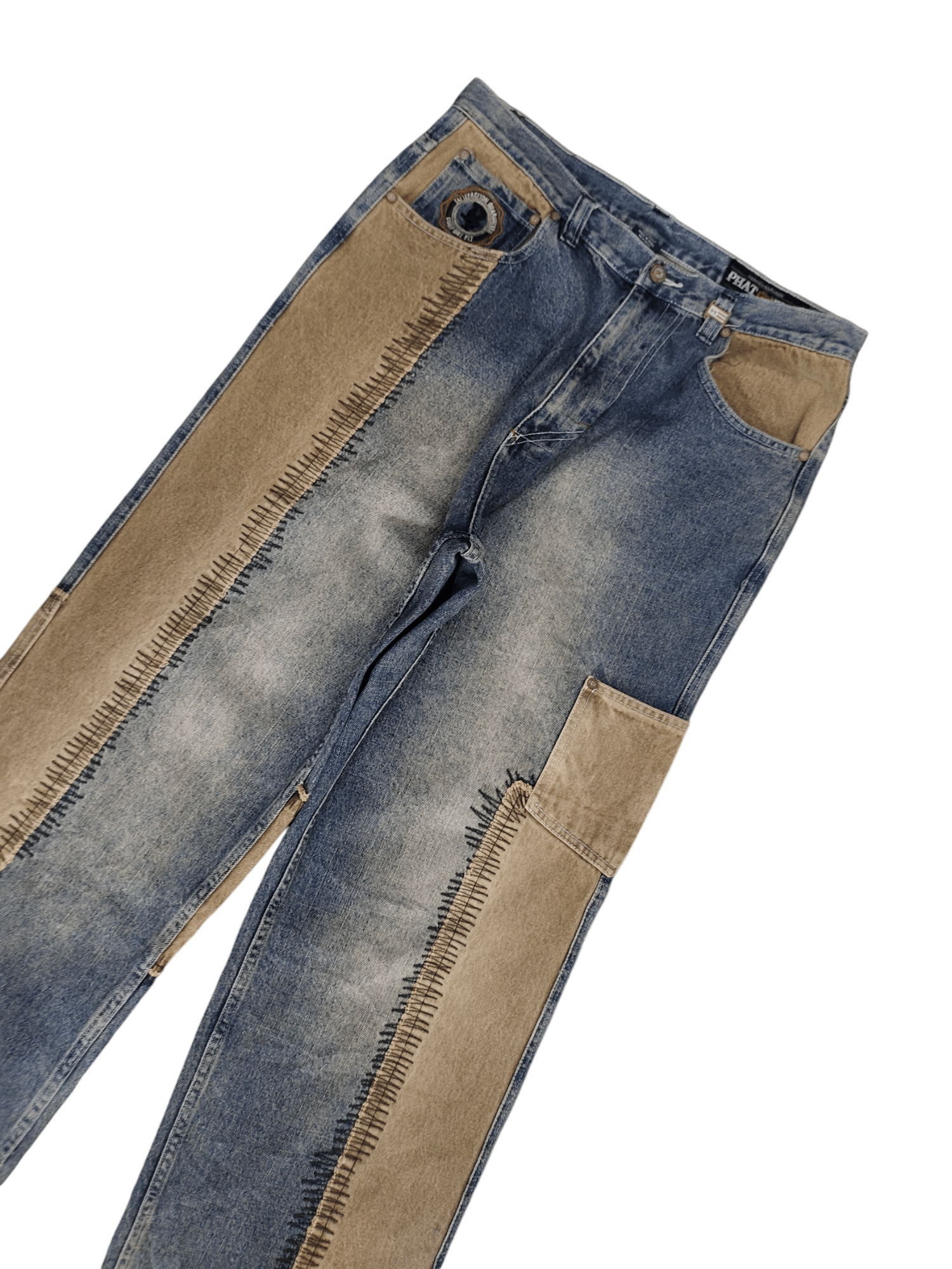 Phat Farm Crazy Vintage Y2k Phat Farm Patchwork Jnco Style Baggy Jeans Size US 35 - 5 Thumbnail