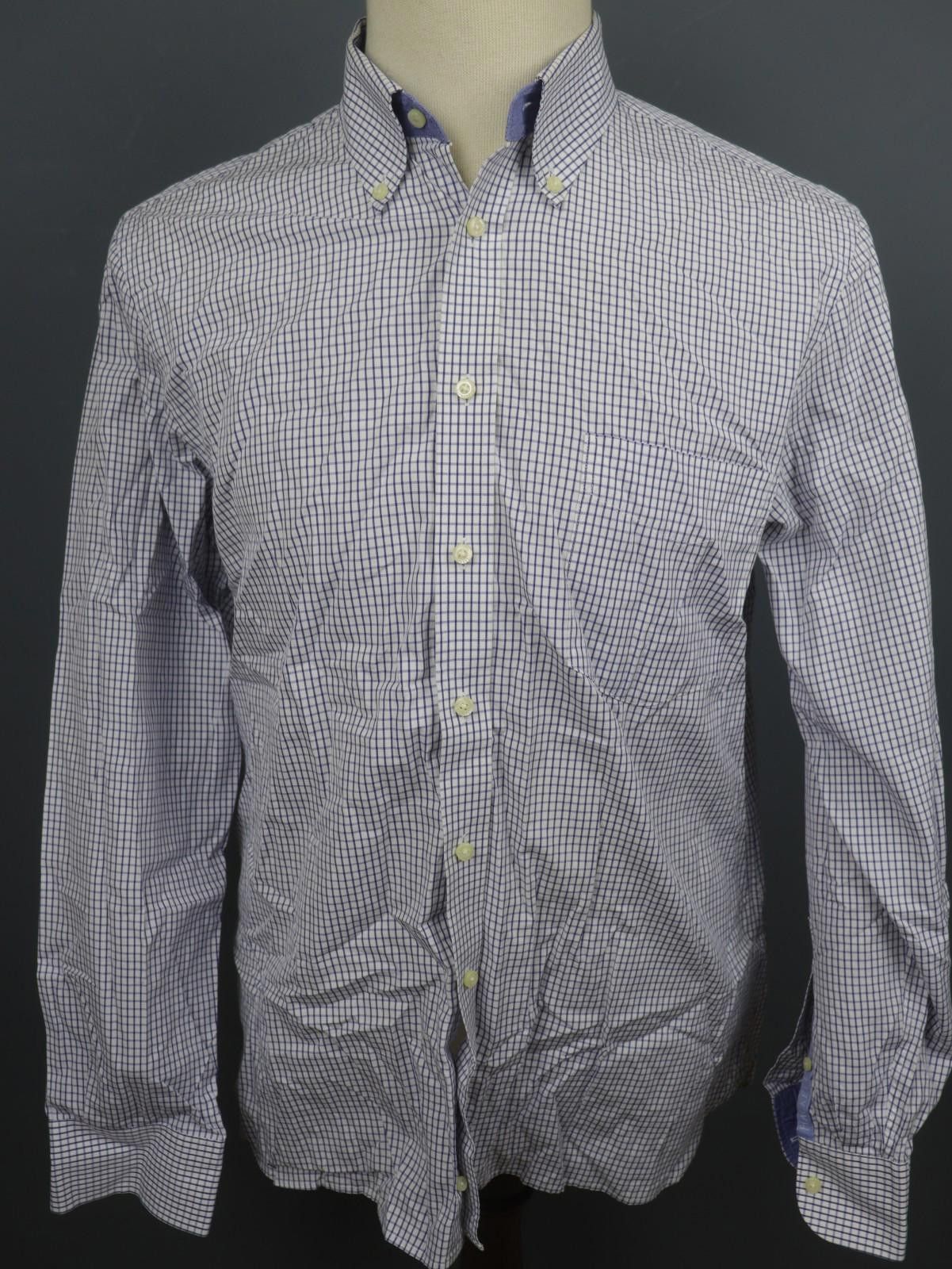 Designer Hackett London White Check Cotton Collar Shirt Size XL Size US XL / EU 56 / 4 - 1 Thumbnail