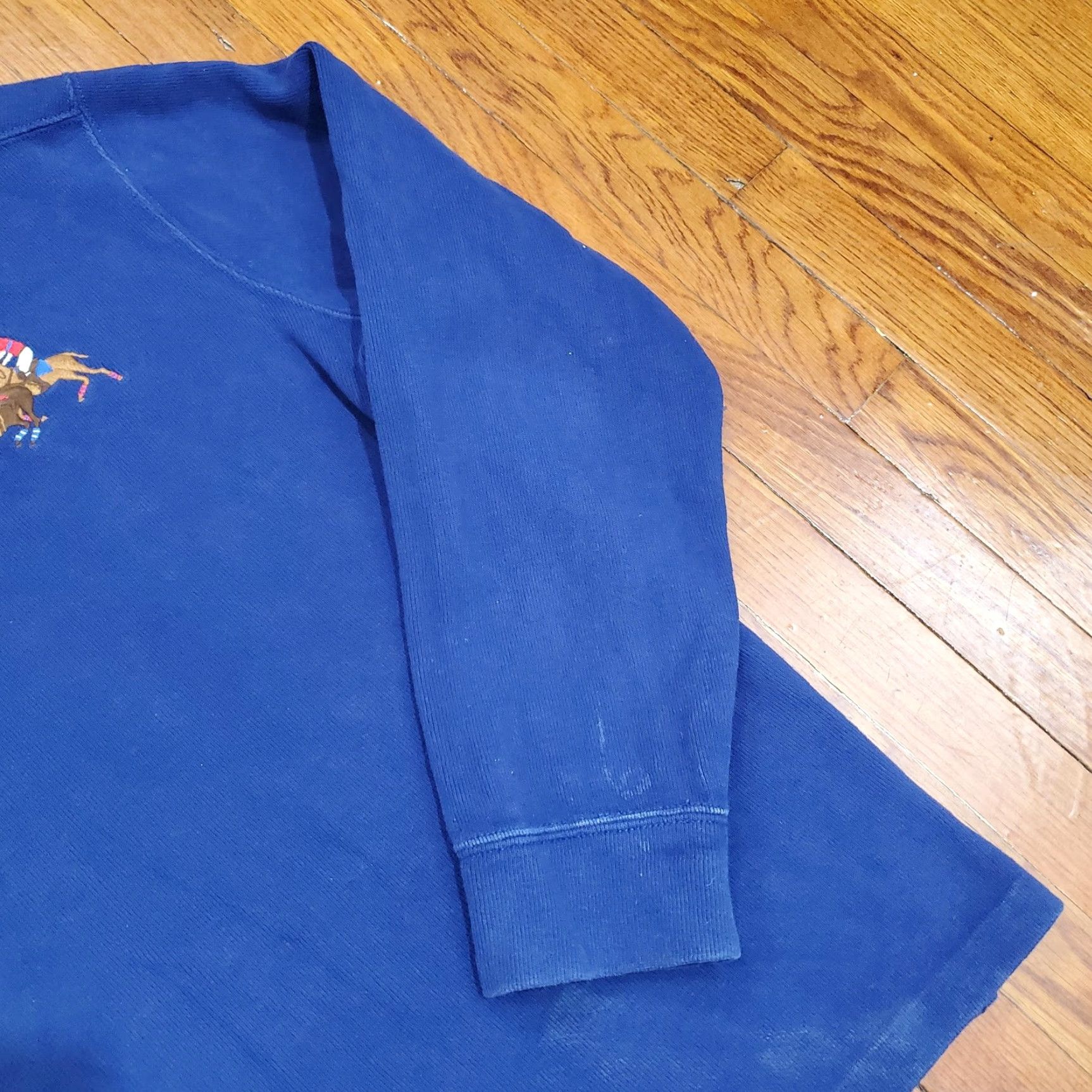 Polo Ralph Lauren Polo by Ralph Lauren Sweatshirt XL Blue 1/4 Zip Mock Neck Long Sleeve Embroidered Pony Riders Cotton Mens Size US XL / EU 56 / 4 - 3 Thumbnail