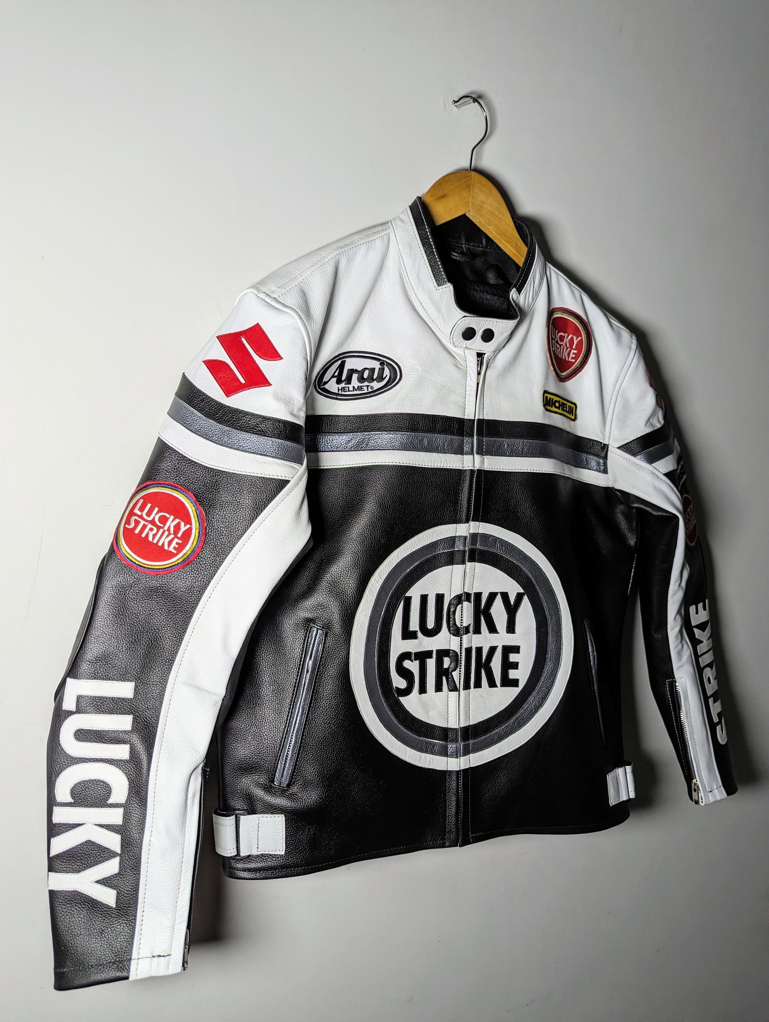 Vintage 🔥💵 LUCKY STRIKE RARE 90s LEATHER JACKET Size US L / EU 52-54 / 3 - 6 Thumbnail