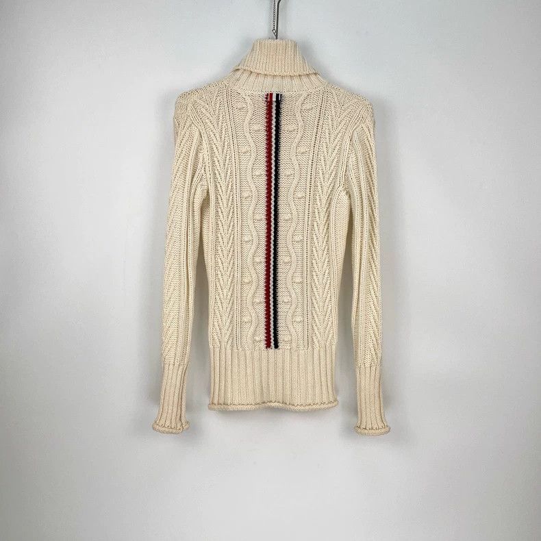 Thom Browne Thom Browne Size 38Beige classic logo twist wool sweater 25 Size US XXS / EU 40 - 4 Thumbnail