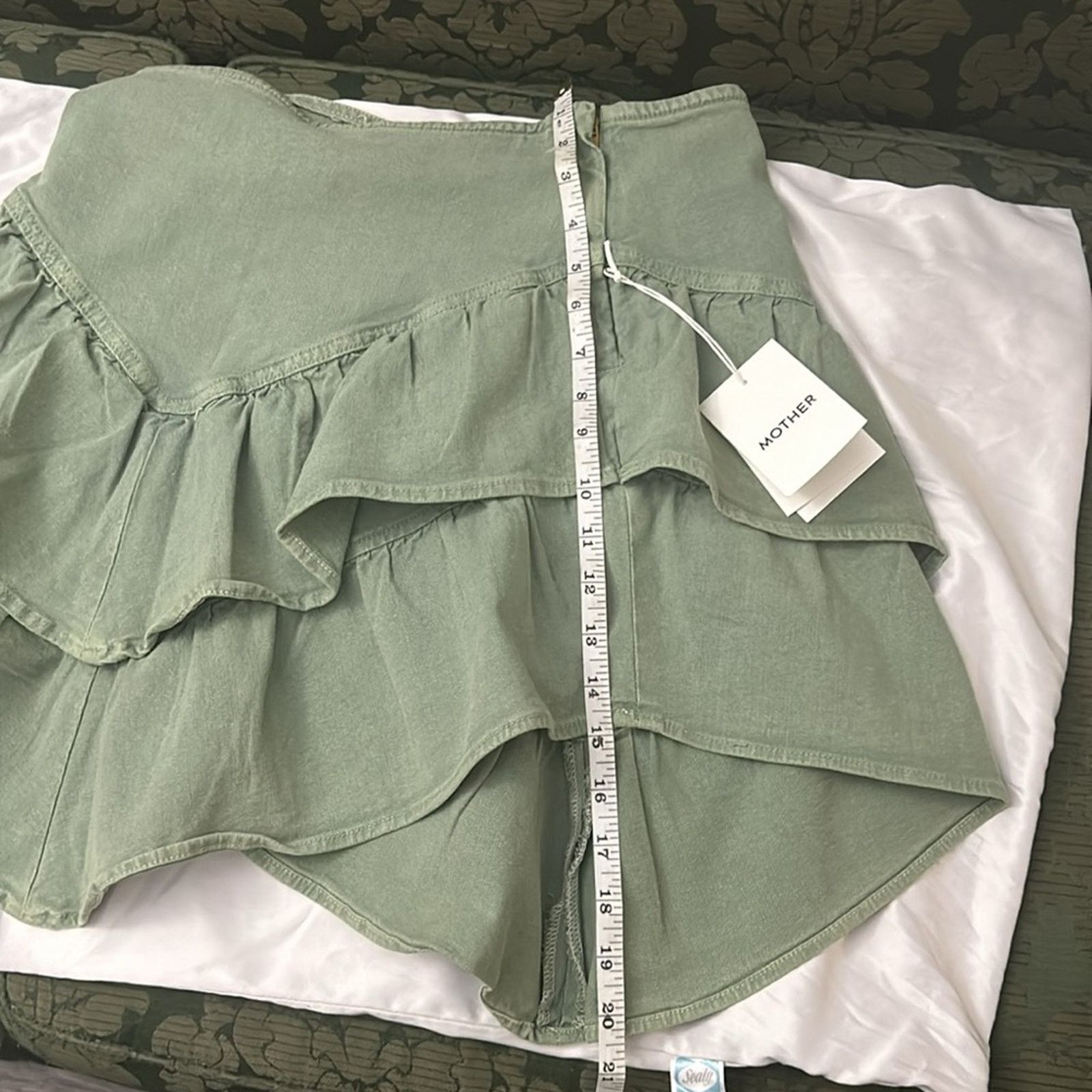 MOTHER MOTHER Denim The Ruffle Mini Skirt 30 NEW Loden Green Size 30" / US 8 / IT 44 - 6 Thumbnail