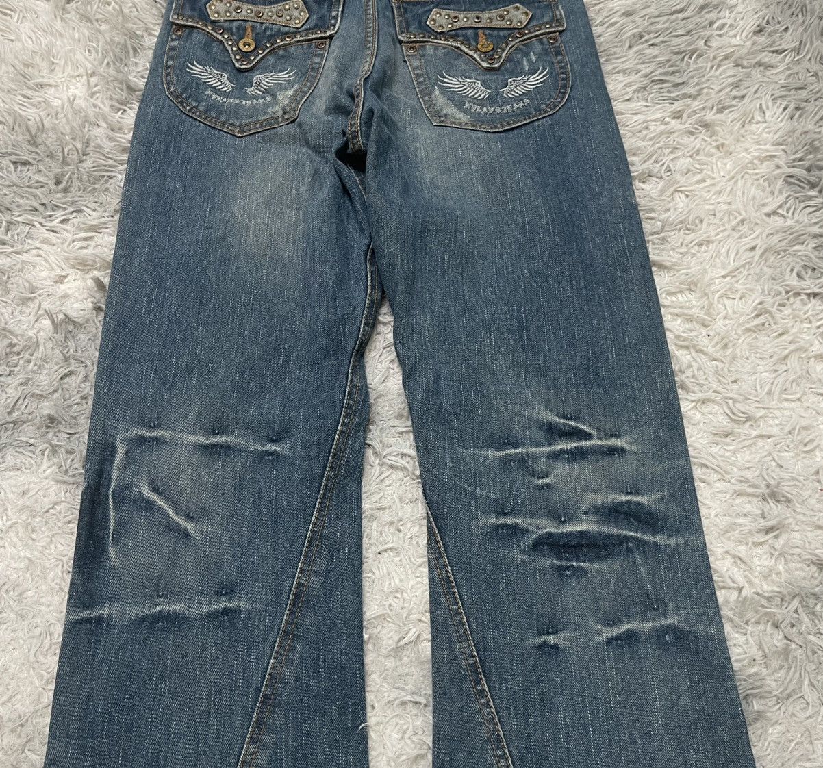 If Six Was Nine 2000s NYLUS FLARE JEANS WASHABLE DENIM RARE DESIGN Size US 30 / EU 46 - 13 Thumbnail
