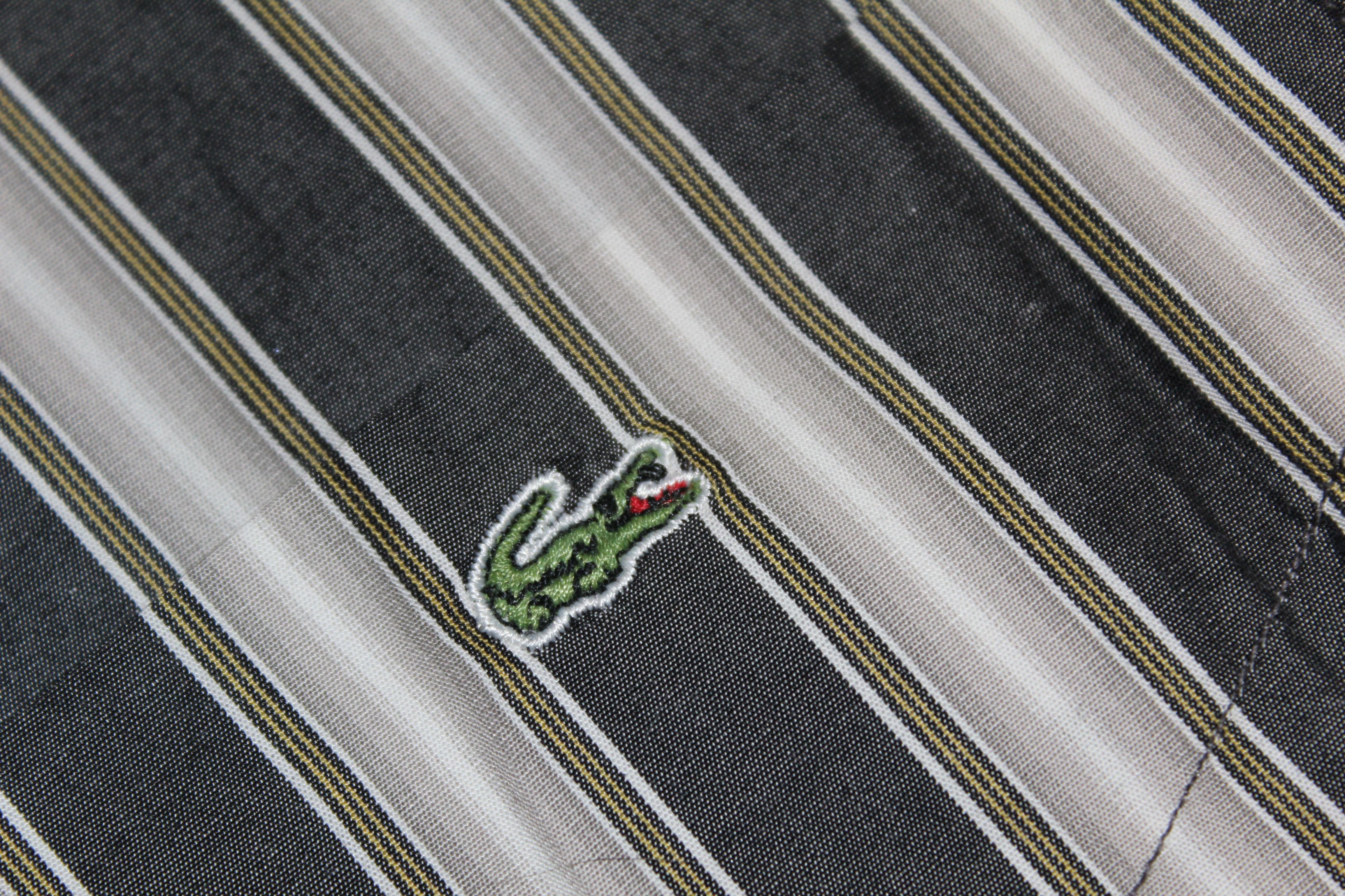 Lacoste Mens LACOSTE Long Sleeve Grey Striped Shirt Top Size M Size US XL / EU 56 / 4 - 6 Thumbnail