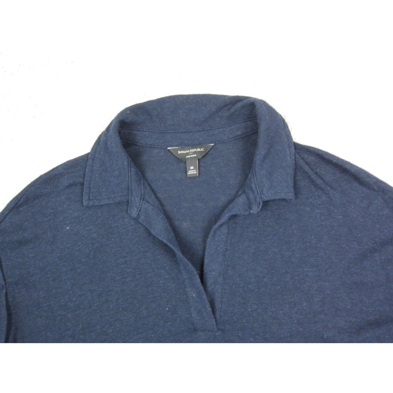 Banana Republic Banana Republic Shirt Womens M Blue Linen Blend Polo Collared Short Sleeve Casual City Classic Outdoor Womens Size M / US 6-8 / IT 42-44 - 2 Thumbnail