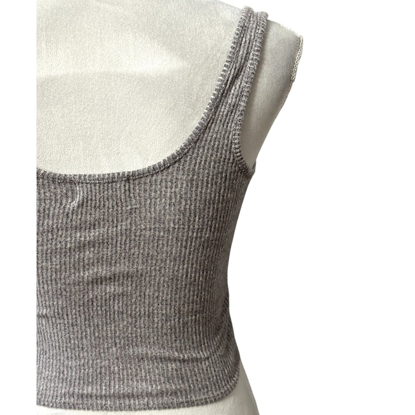 Other Open Edit Crop Top Marled Sleeveless Scoop Neck Gray S NWOT Size S / US 4 / IT 40 - 6 Thumbnail