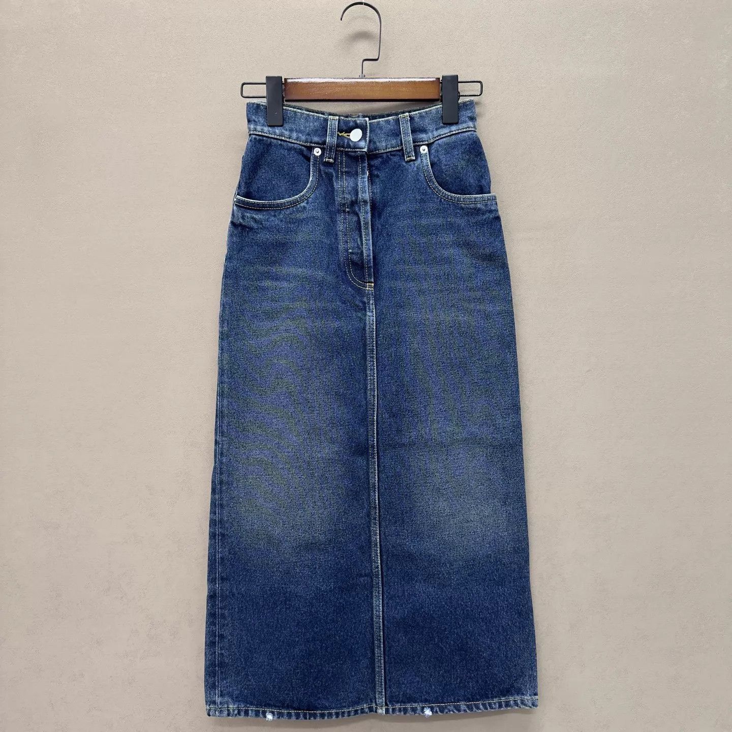 Prada PRADA Denim Skirt 36 IT NWT Triangle Logo Back Size 25" / US 0 / IT 36 - 3 Thumbnail