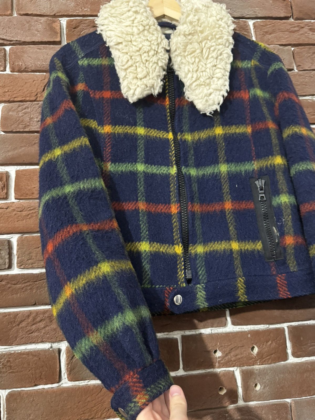 Japanese Brand VINTAGE Wool Fuzzy JACKET TARTAN RIRI ZIP Avant Garde Hype Size US S / EU 44-46 / 1 - 8 Thumbnail
