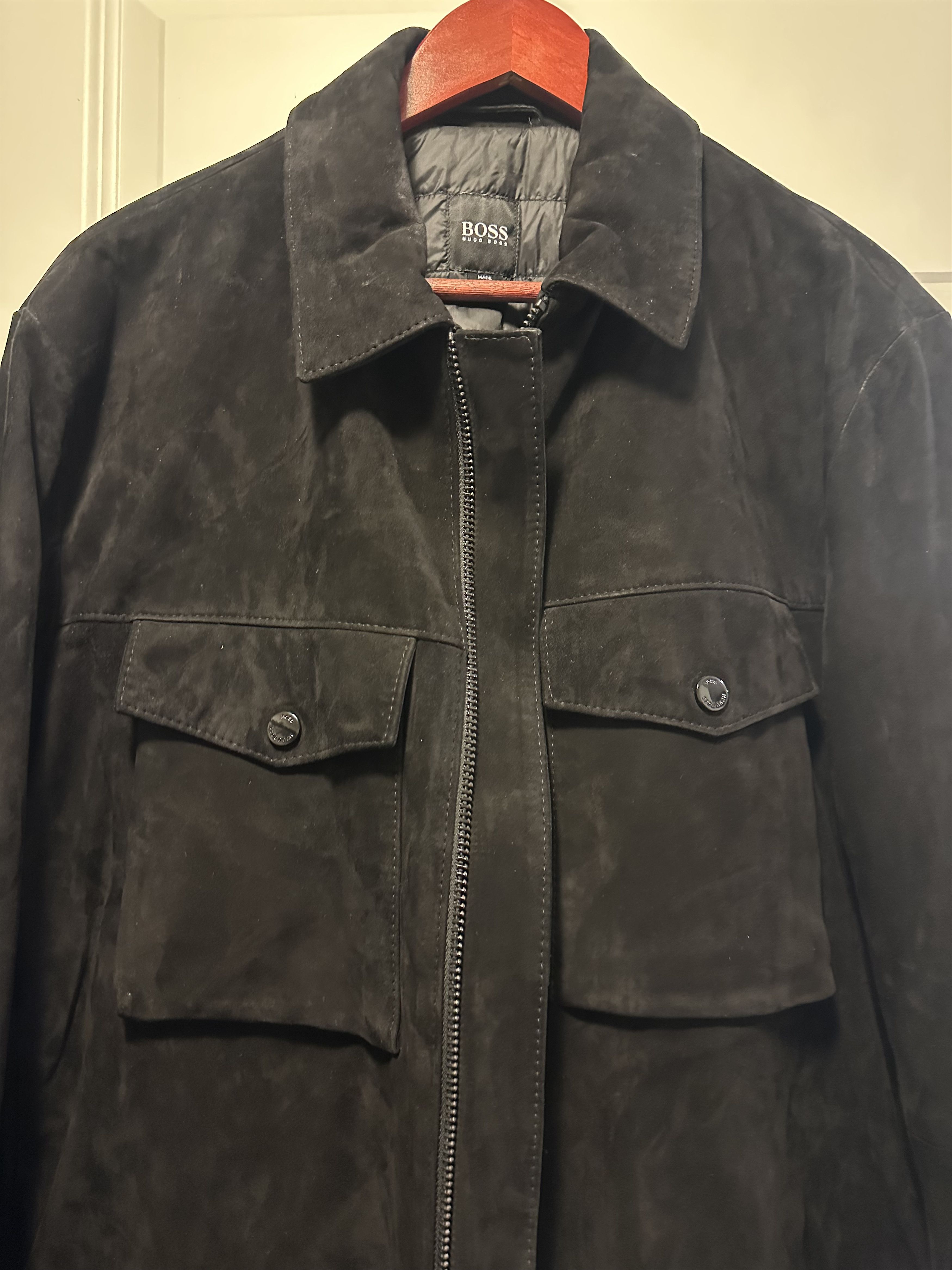Hugo Boss Suede Leather Jacket Size US L / EU 52-54 / 3 - 1 Thumbnail