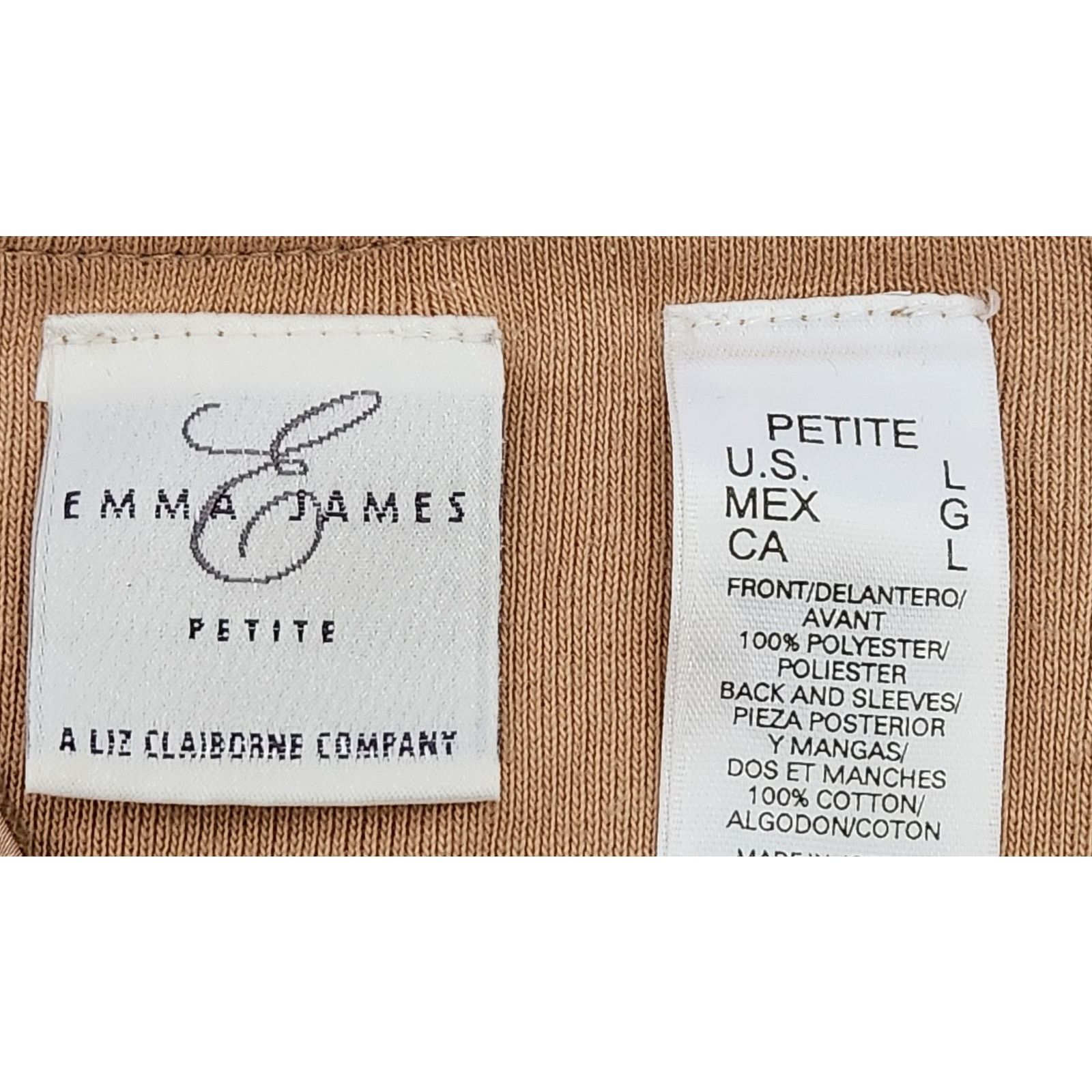 Other Emma James Tan Beige "Suede" Front Panel Top Large Petite Size L / US 10 / IT 46 - 4 Thumbnail