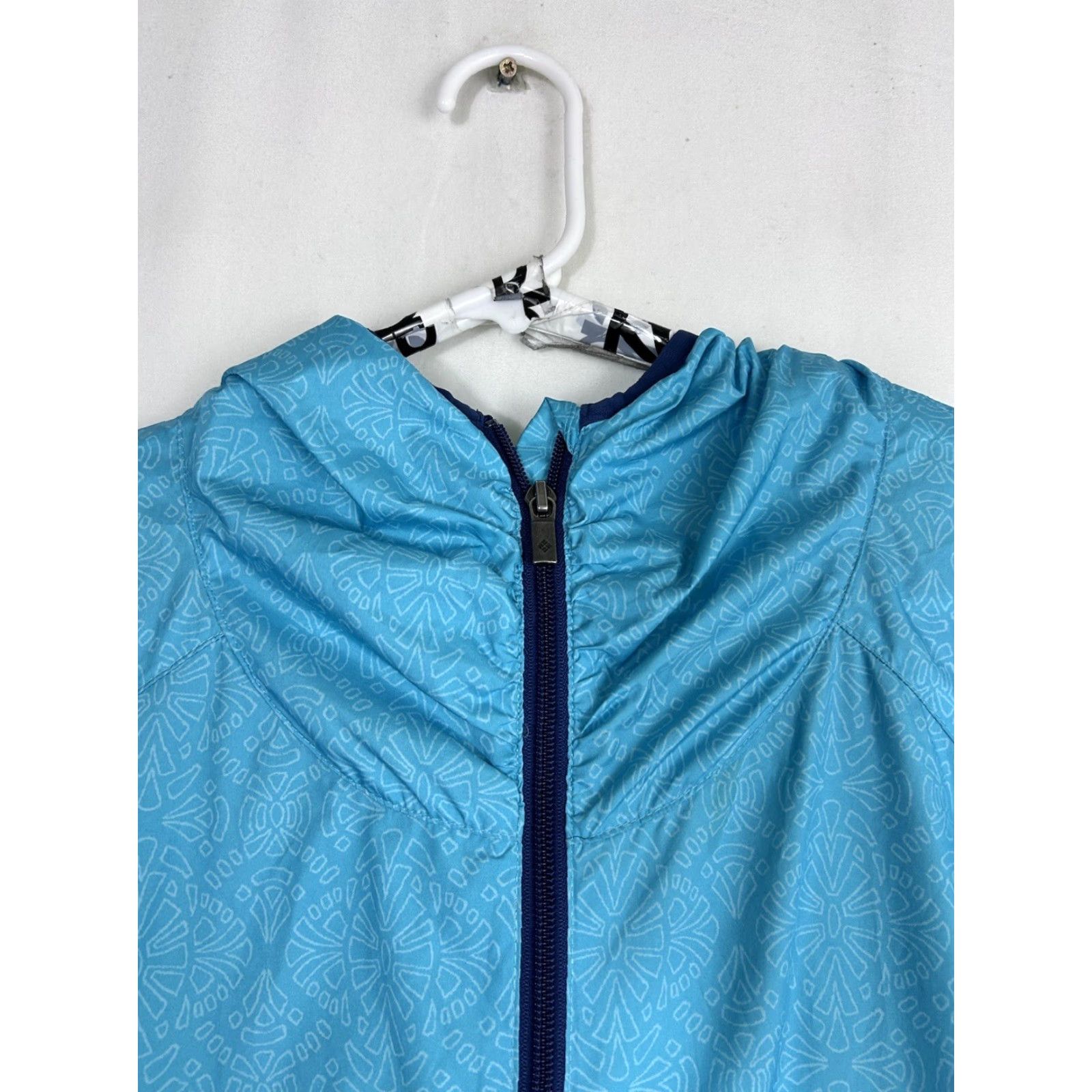 Altea Columbia Windbreaker Jacket Womens L Teal Hooded Lightweight Softshell Zip Front Cinched Waist Size L / US 10 / IT 46 - 3 Thumbnail