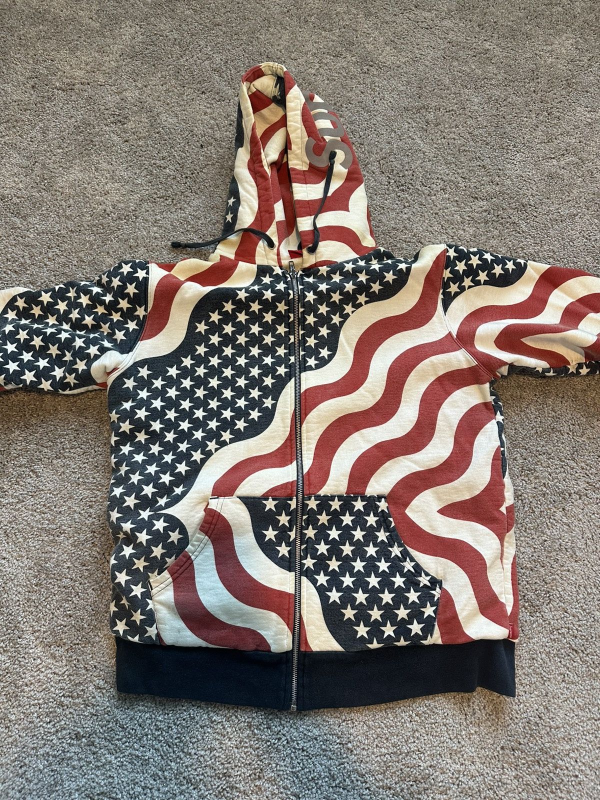 Supreme Supreme 3M Reflective Logo Thermal Zip Up Hoodie FLAGS USA