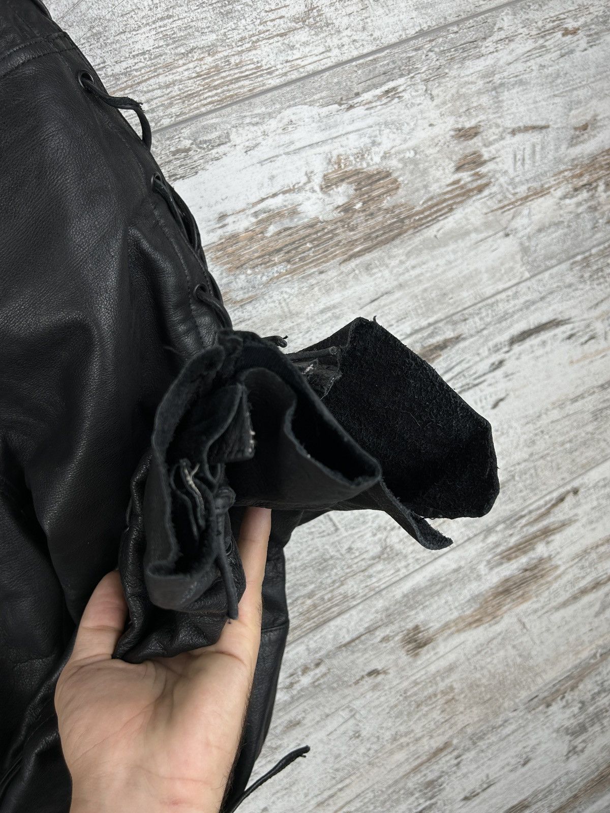 Leather Women’s Akito Leather pants stripes vintage rare buffalo y2k Size 29" - 10 Thumbnail