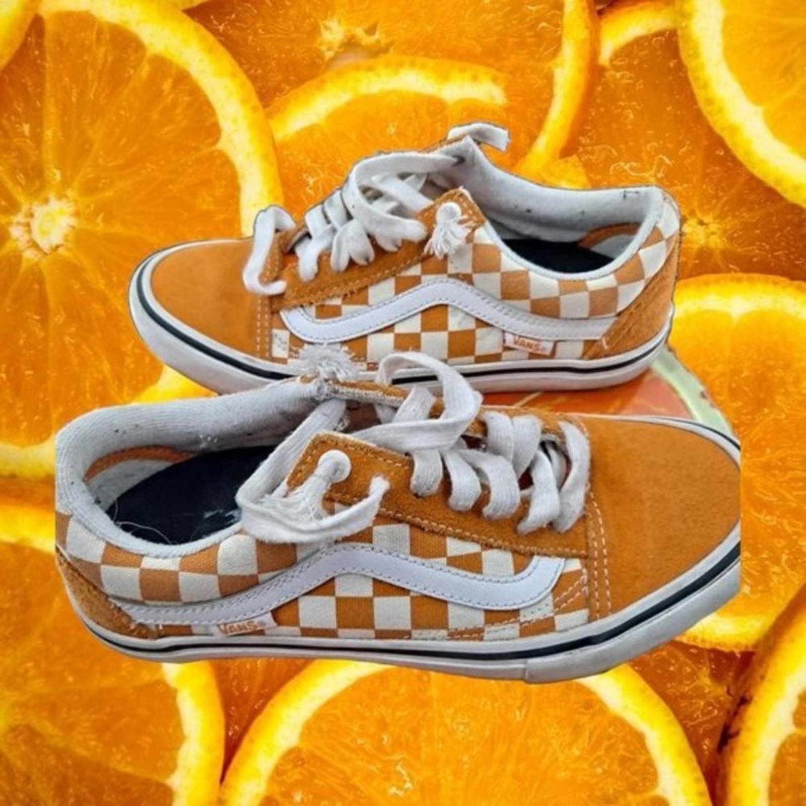 Vans Vans Pro Sneakers Orange and White Check Size 5 Size US 5 / EU 37 - 3 Thumbnail
