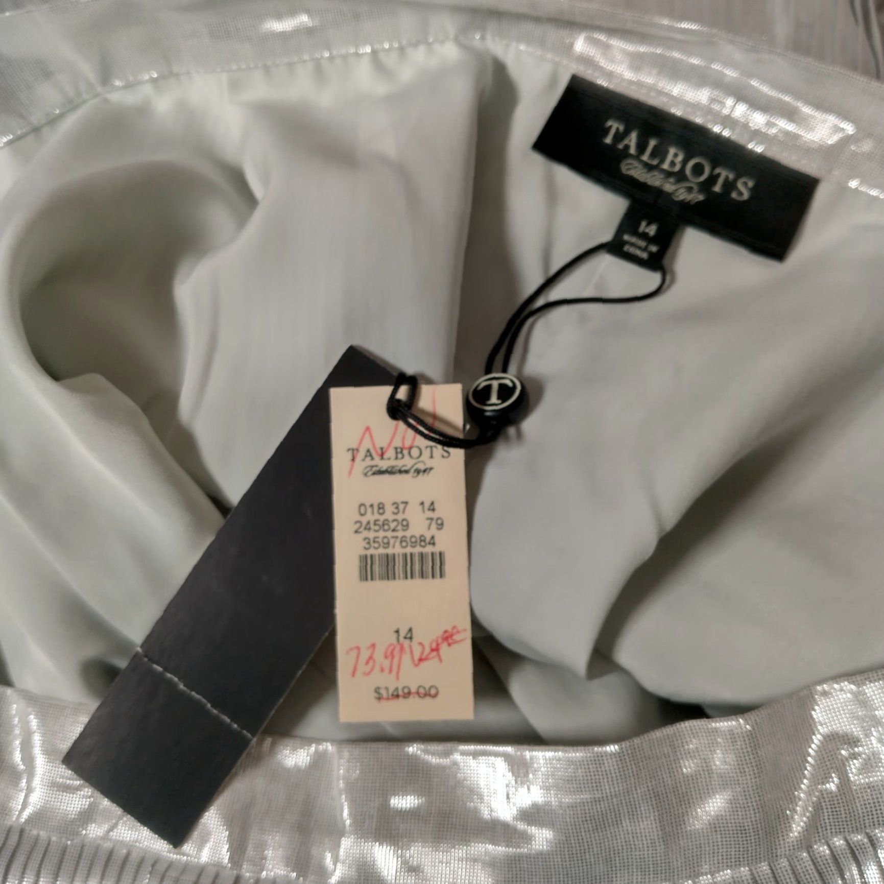 Talbots Talbots Skirt 14 Size Silver Metallic Pleated A-Line Knee Length Lined Zip Read Size 36" / US 14 / IT 50 - 5 Thumbnail