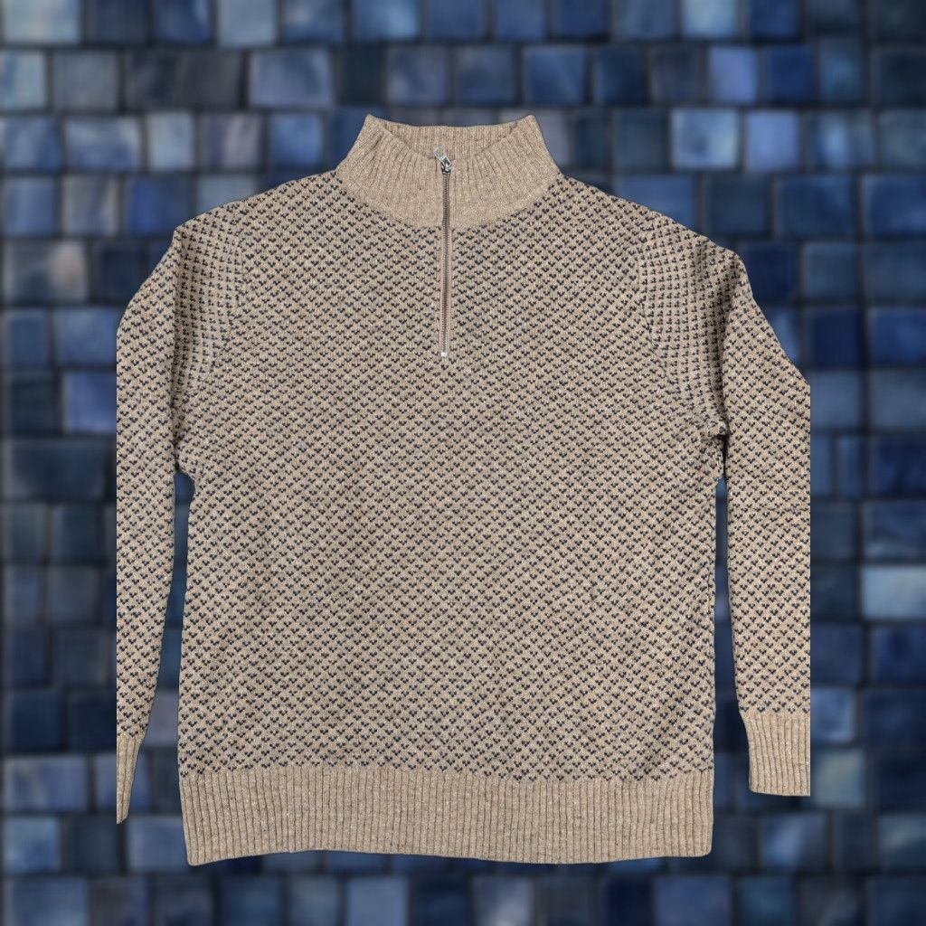 J.Crew J.CREW Sweater Mens Medium Beige Merino Wool 1/4 Zip Mock Neck Knit Pullover Size US M / EU 48-50 / 2 - 1 Thumbnail