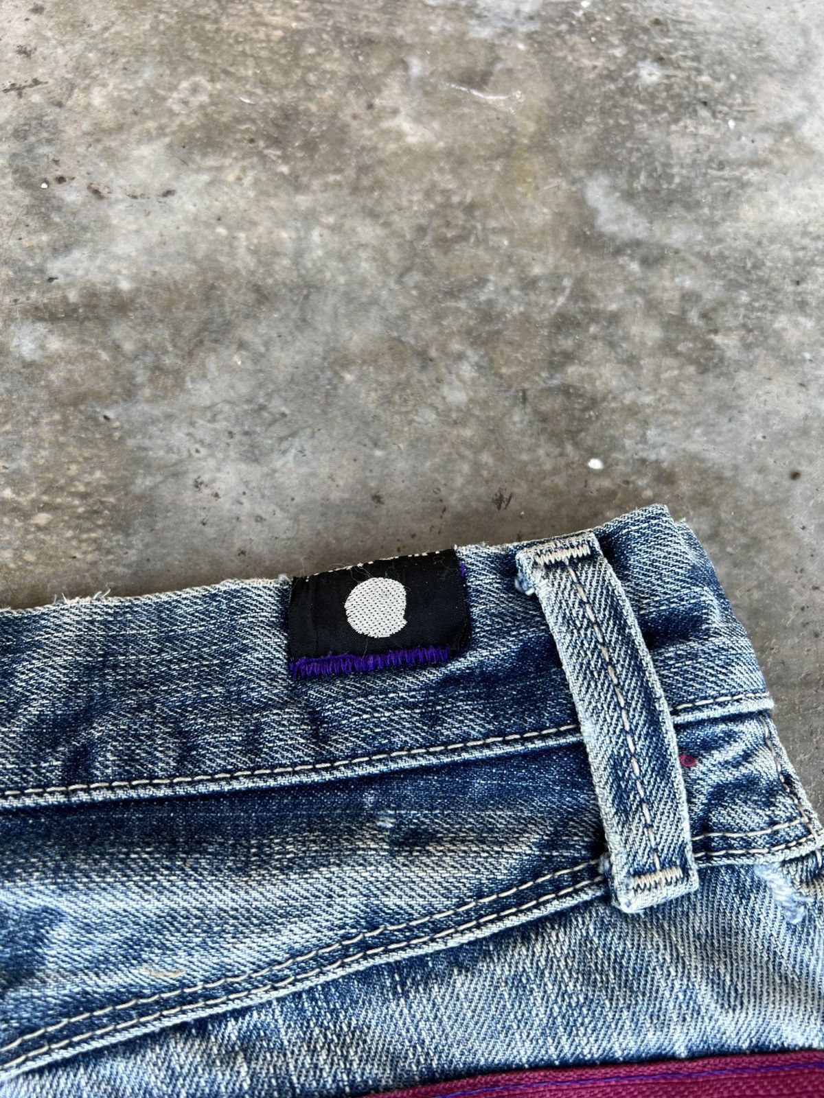Japanese Brand 💥FLARE💥VINTAGE 90’S STYLE BLUE WAY DISTRESS JEANS VERY RARE Size US 31 - 18 Thumbnail