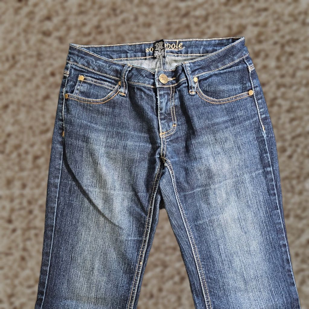 Southpole VINTAGE Southpole Jeans Womens Flare 28 Blue Dark Wash Embroidered 90s Hip Hop Y2K Casual Jeans Womens Size 26" / US 2 / IT 38 - 1 Thumbnail