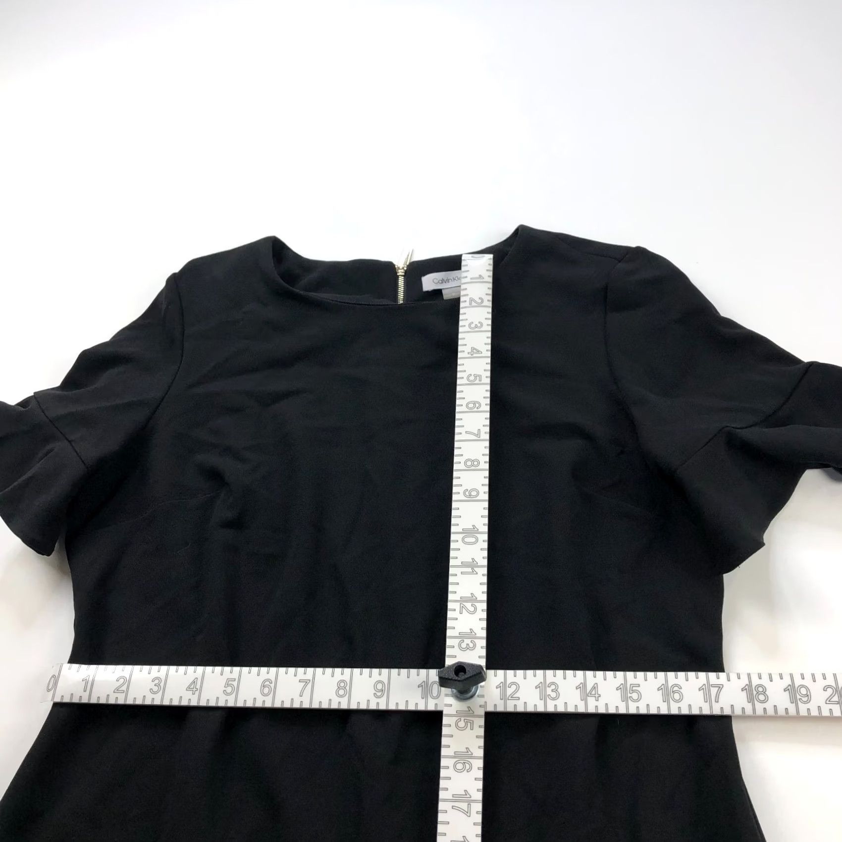 Calvin Klein Calvin Klein Dress 16 Flutter Sleeve Sheath Knee Length Black Polyester Cocktail/Party Casual Dress Women Size XXL / US 16-18 / IT 52-54 - 6 Thumbnail