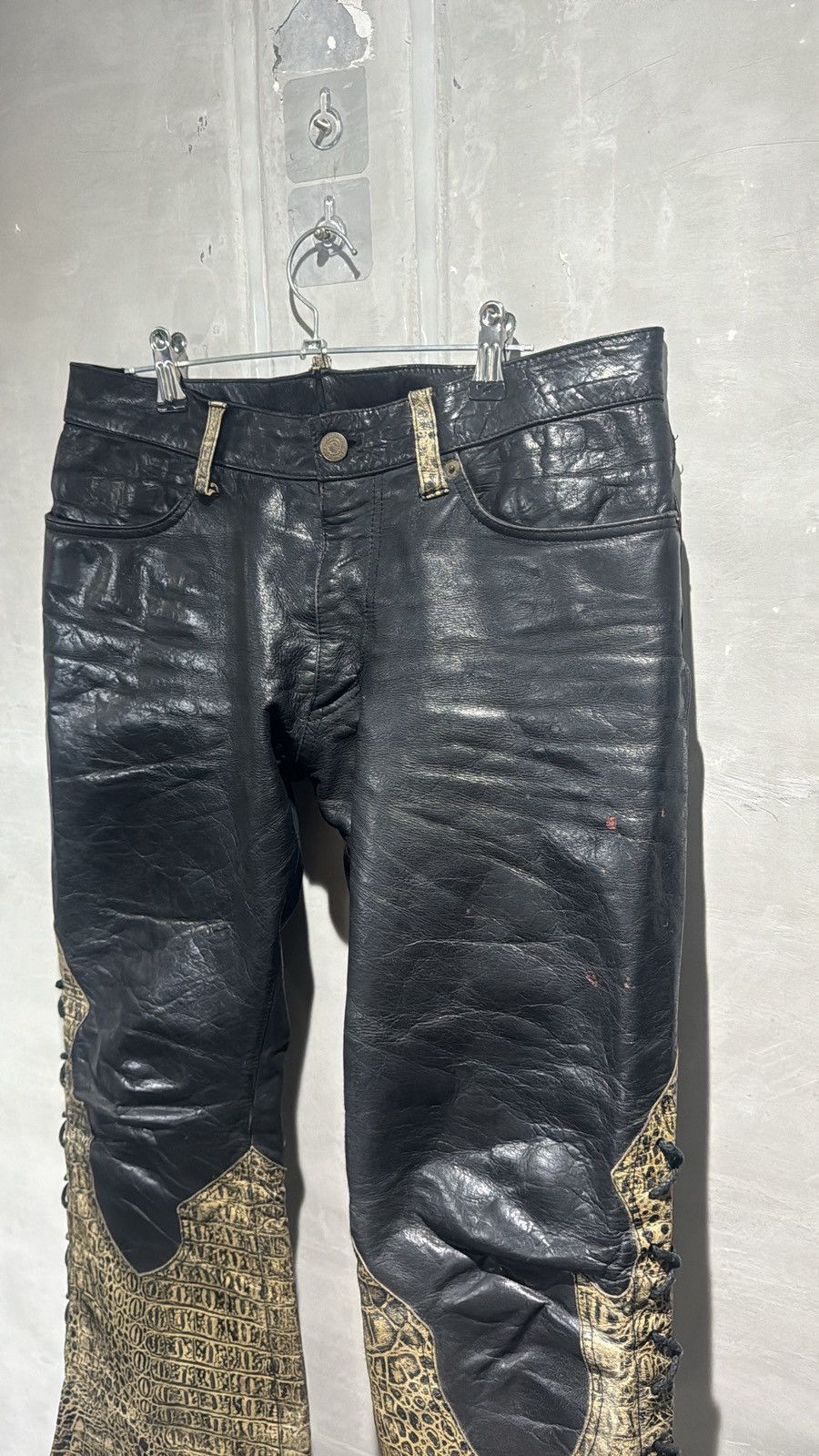 Tornado Mart 2000s Tornado Mart Japan Flared Crocodile Leather Pants Size US 31 - 5 Thumbnail