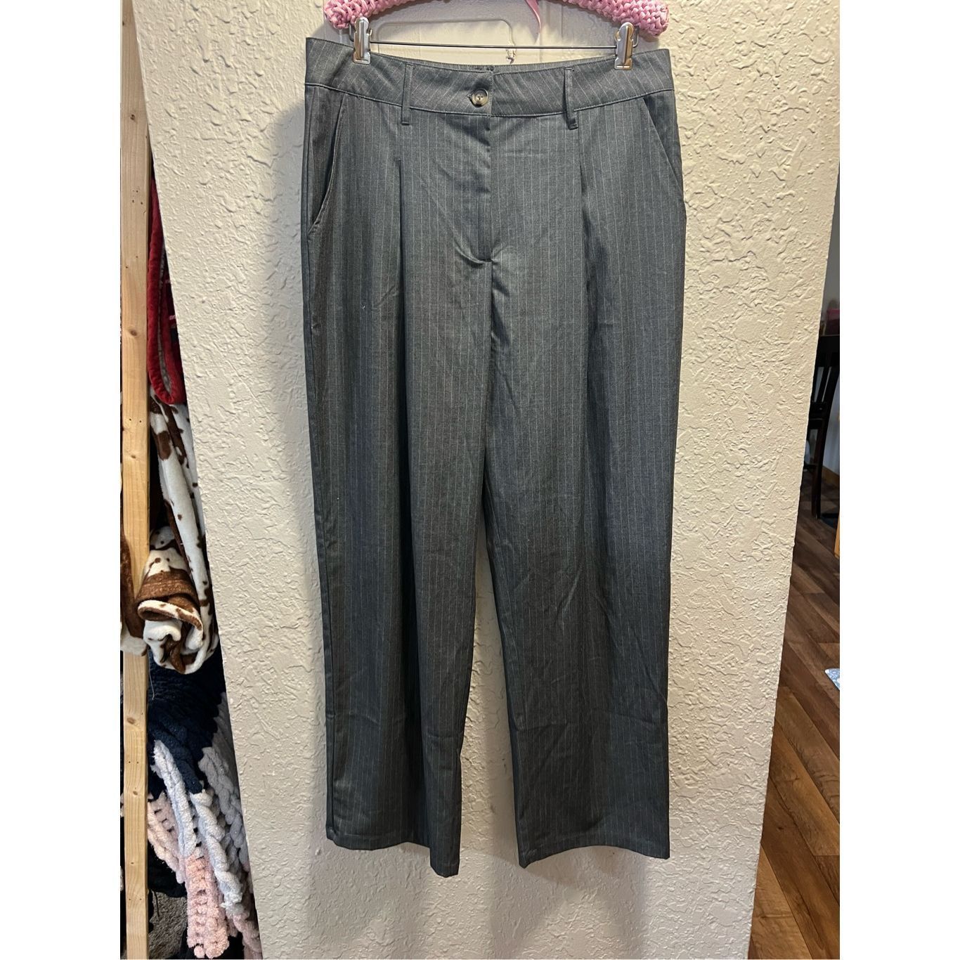 Other Wild Fable Grey Striped Dress Pants Woman’s Size 16 Size 38" / US 16 / IT 52 - 1 Thumbnail